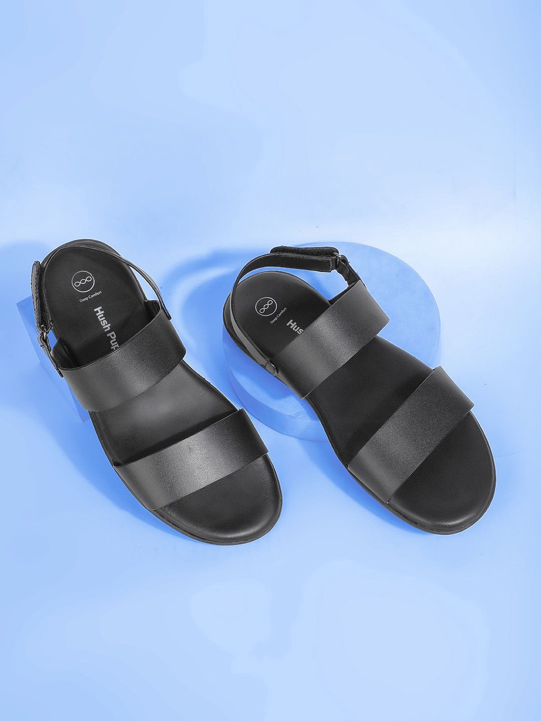

Hush Puppies Men Leather Fashion Sandals, Black