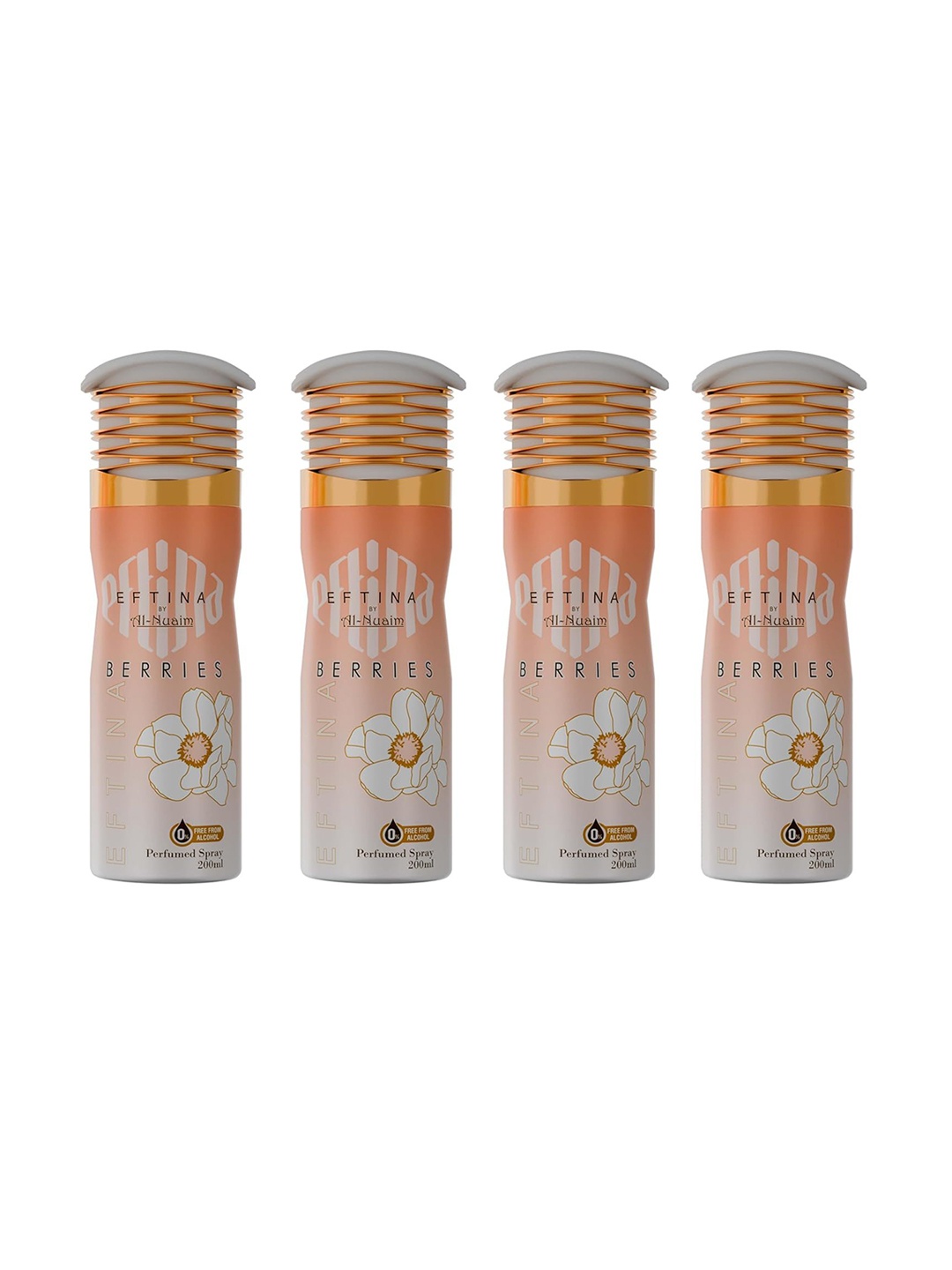 

Al-Nuaim Women Set Of 4 Berries Alcohol Free Deodorant- 200 ml Each, Rose gold