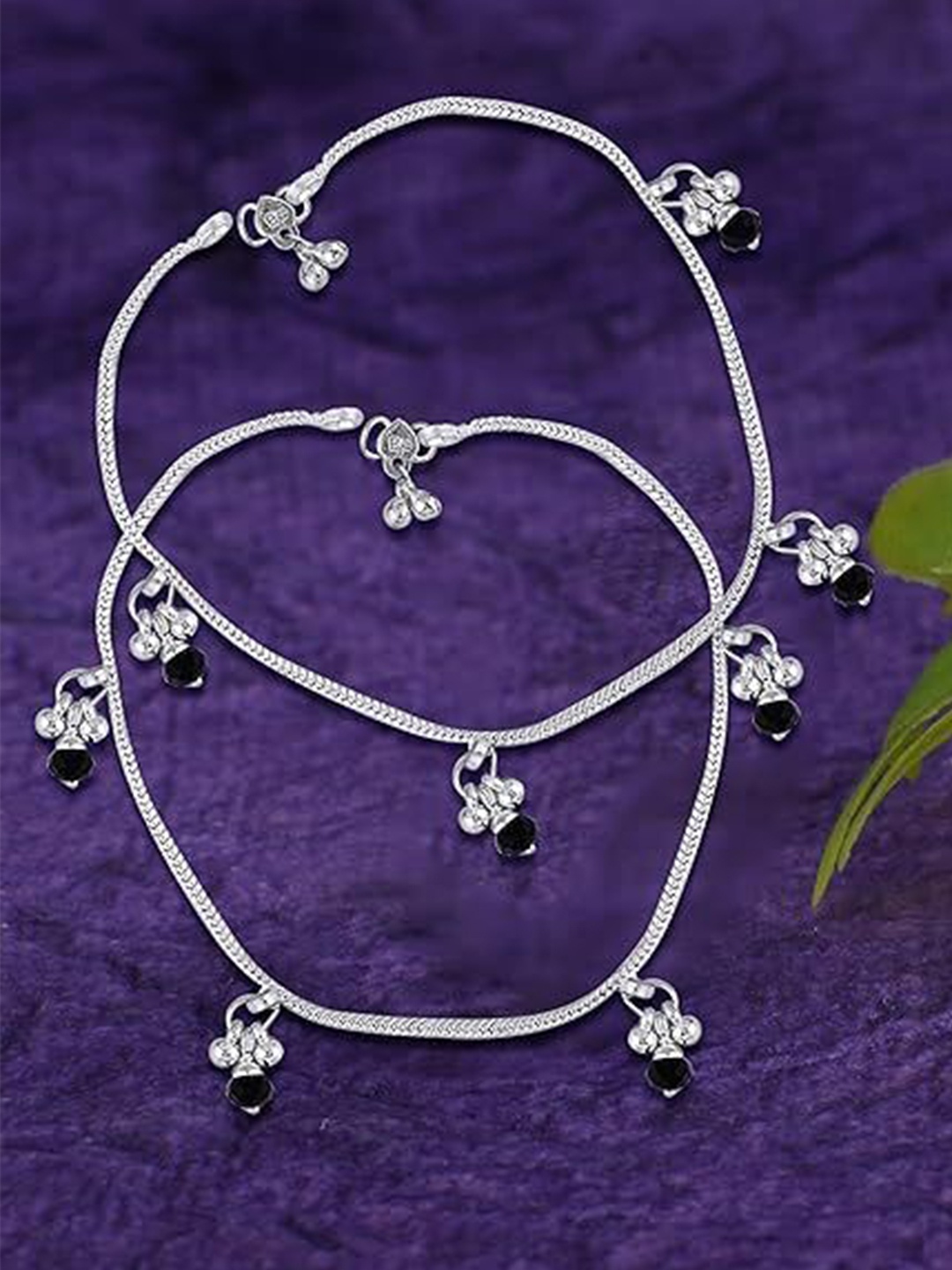 

Heer Collection Set Of 2 Silver-Plated Anklets