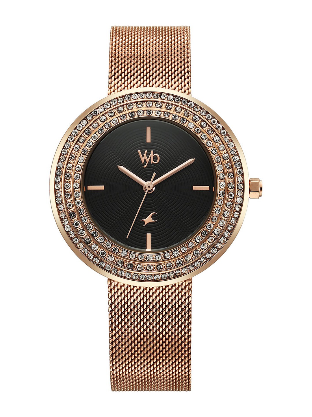 

Fastrack Women Embellished Dial & Bracelet Style Straps Analogue Watch FV60030WM02W, Black