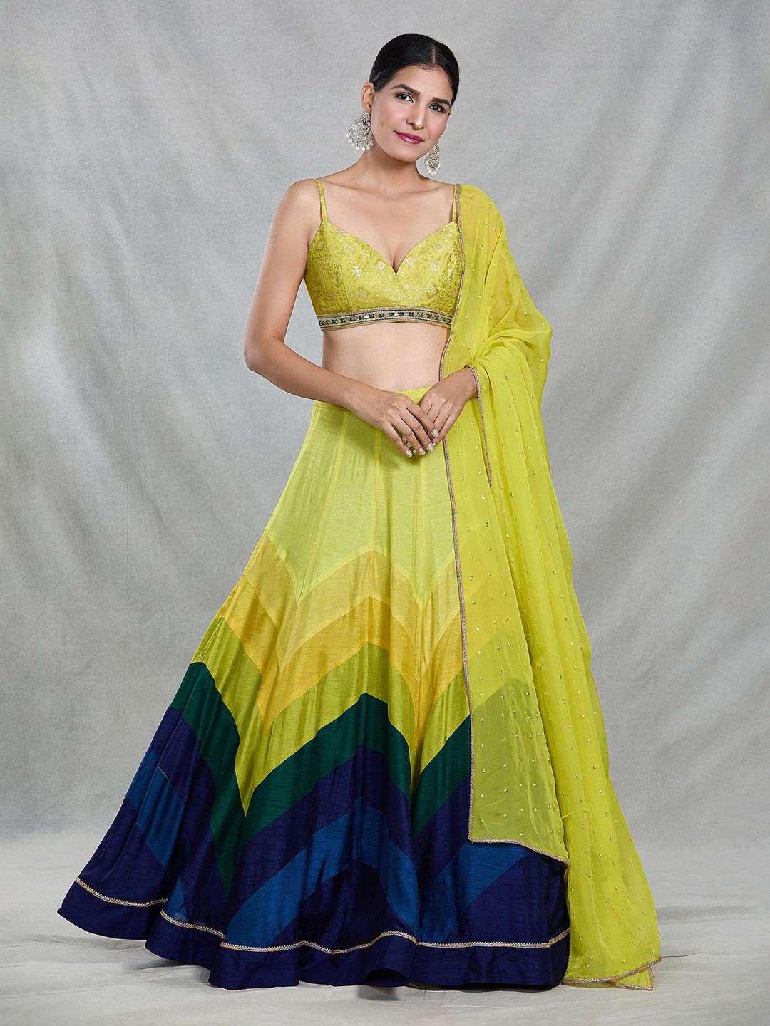 

Samyukta Singhania Embellished Ready to Wear Lehenga & Blouse With Dupatta, Green