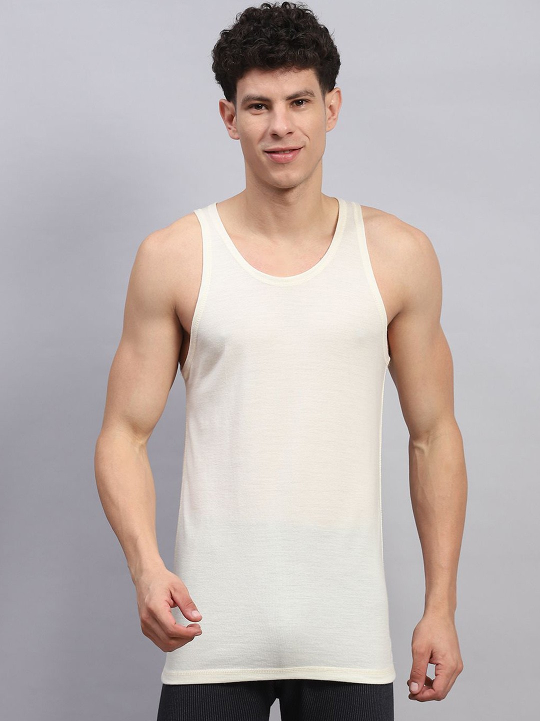 

Monte Carlo Men Round Neck Thermal Tops, Cream