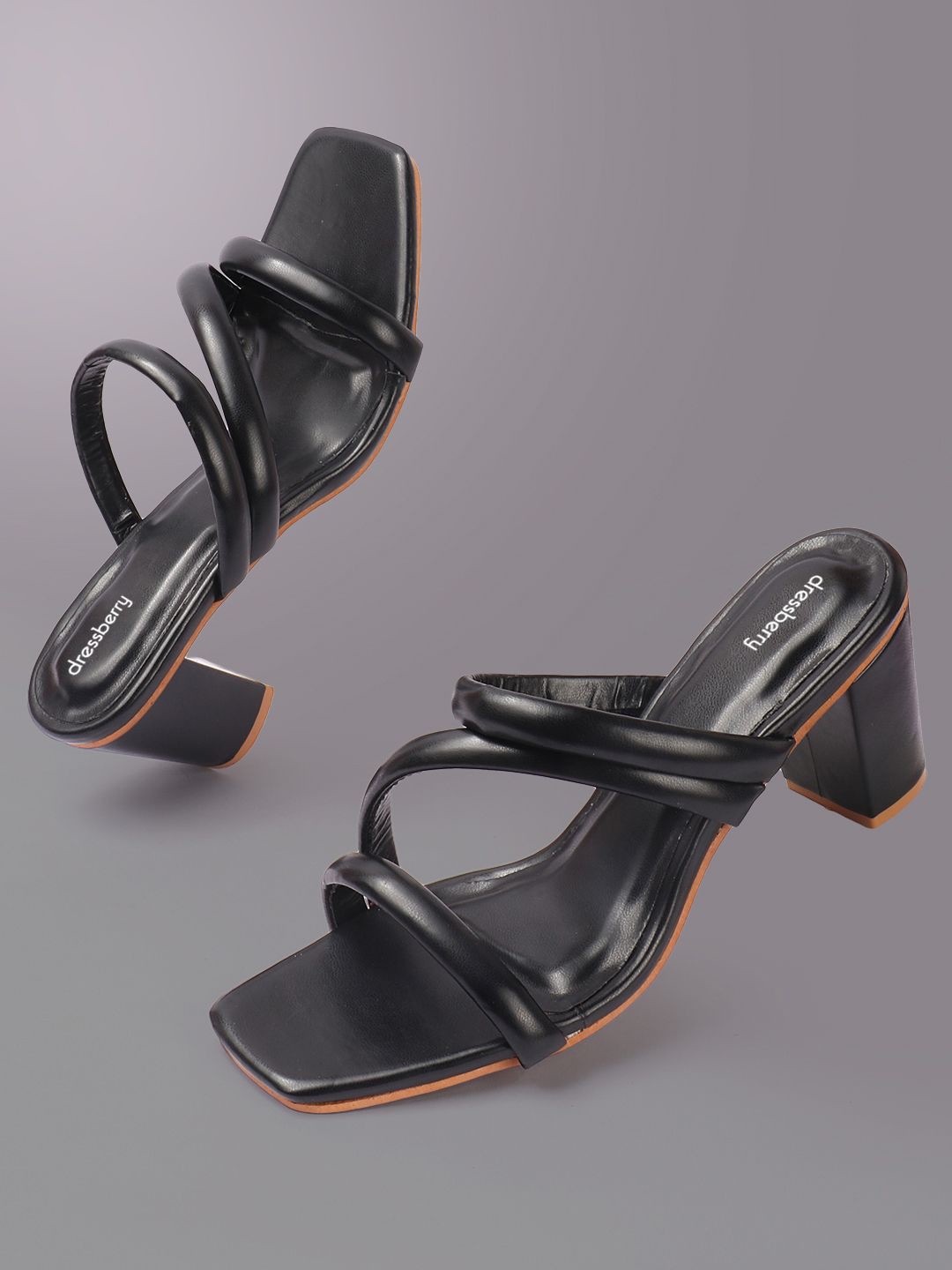 

DressBerry Women Open Toe Block Heels Sandals, Black
