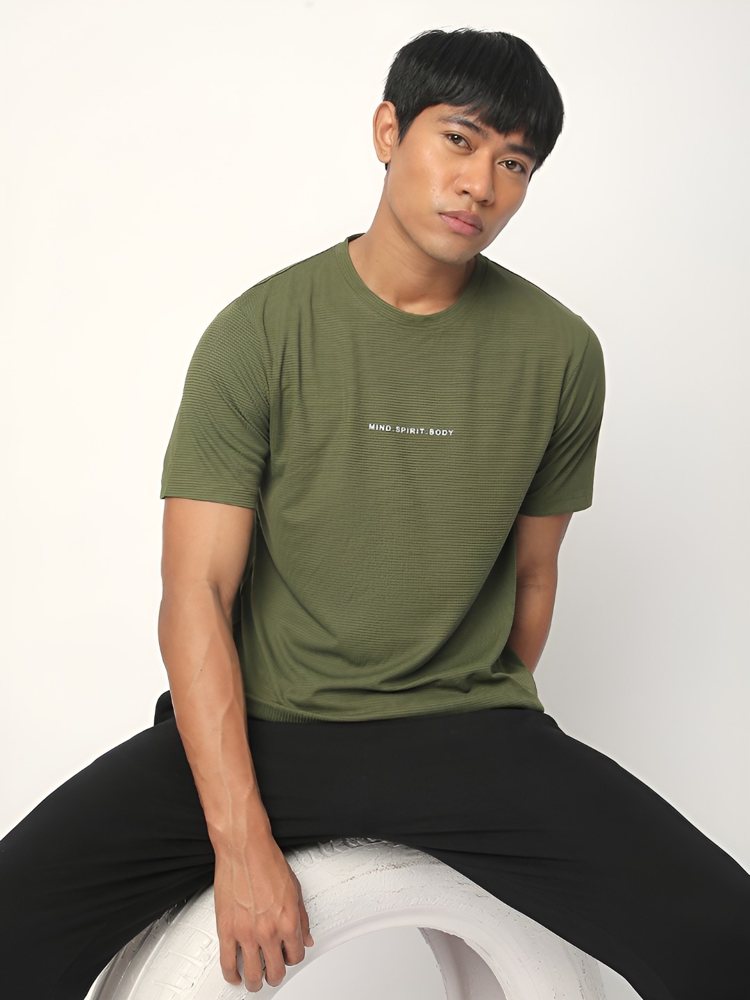 

R&B Men Typography Printed Round Neck T-shirt, Olive
