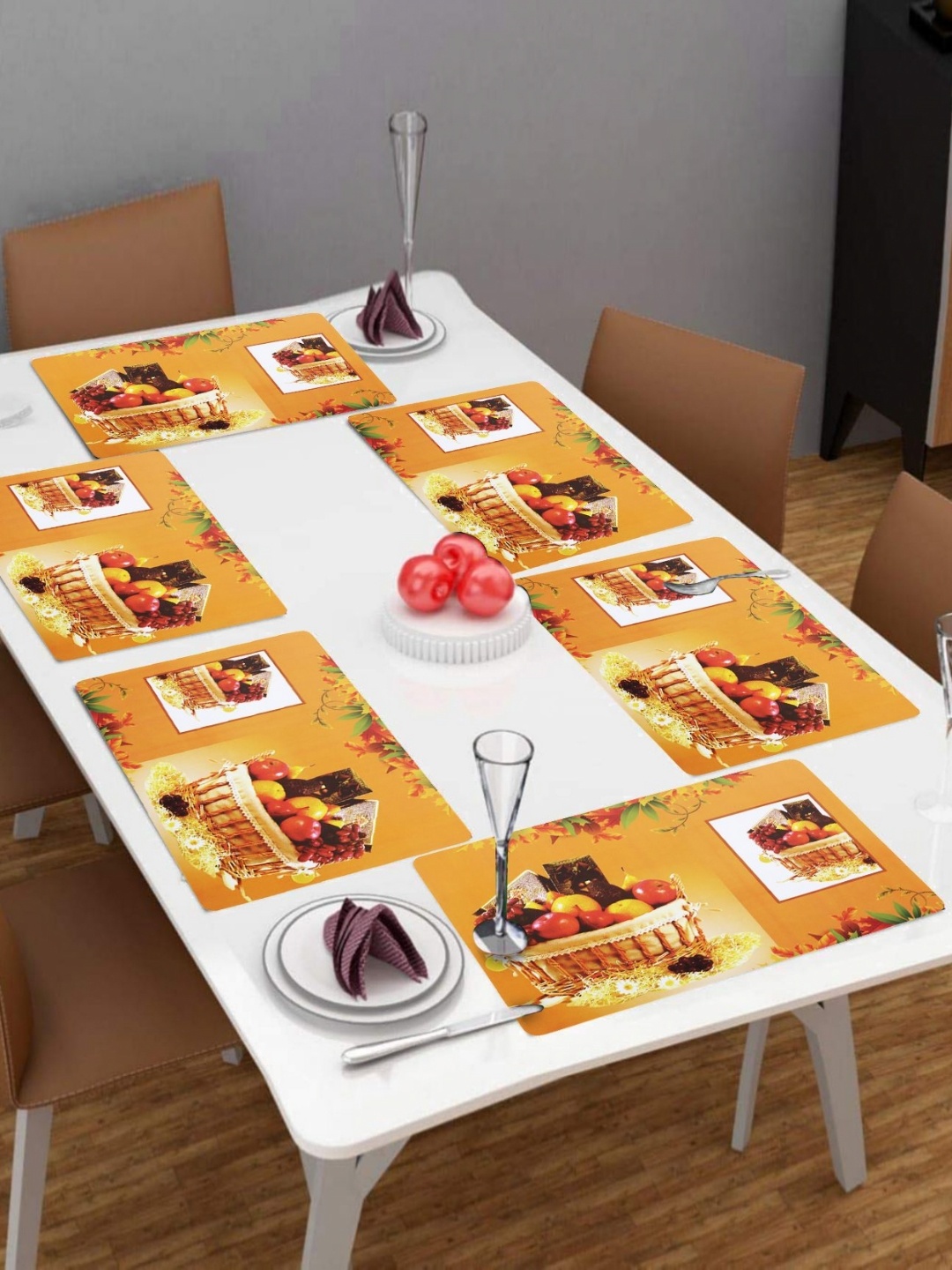 

LooMantha Yellow & Red 6 Pieces Rectangle Shaped Printed Table Placemats