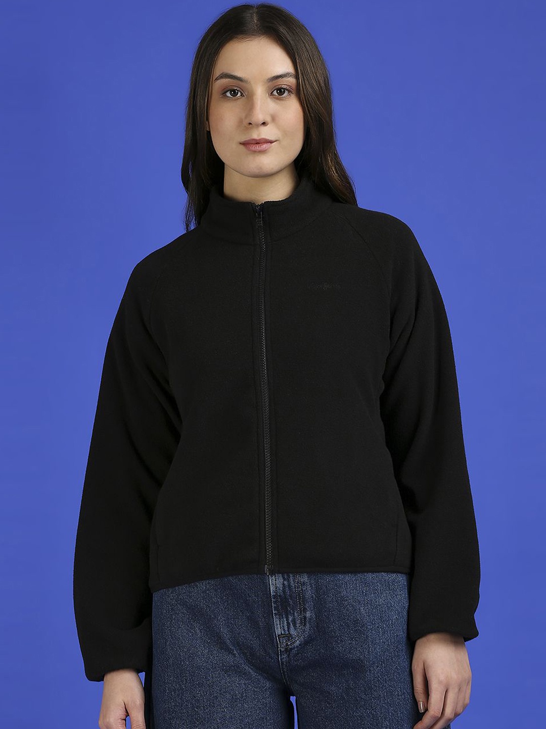 

Pepe Jeans Women Mock Collar Solid Casual Bomber Jacket, Black