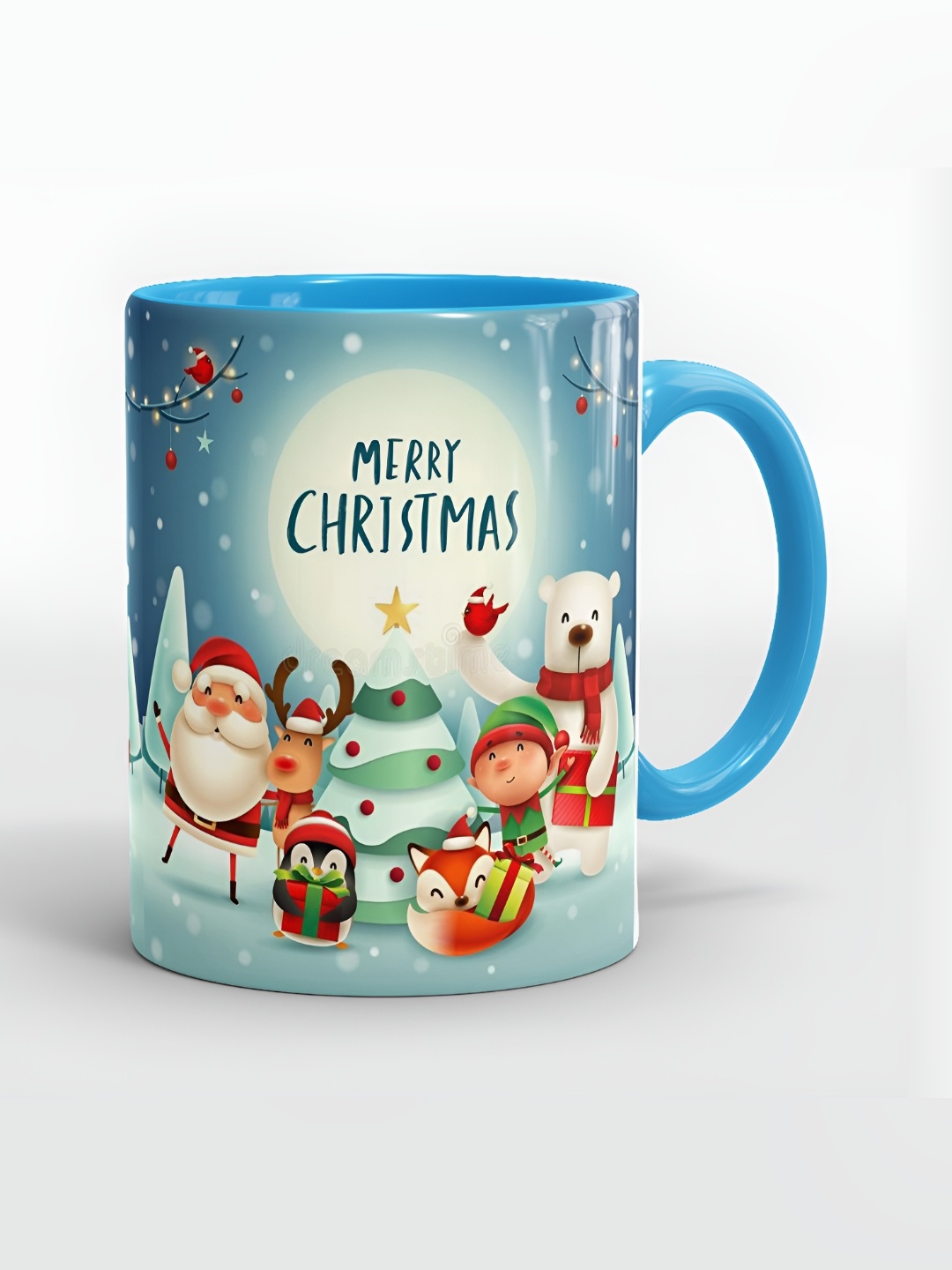 

SUBLIKRAFT Blue & White Geometric Printed Ceramic Glossy Mug 330 ml