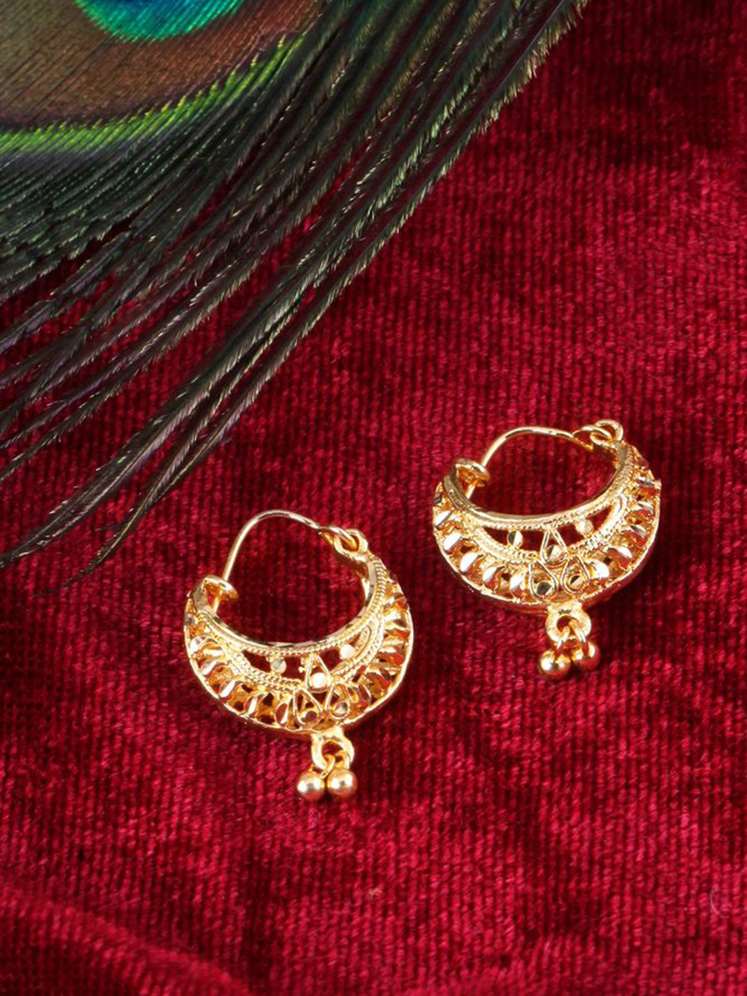 

DIVASTRI Set Of 2 Gold Plated Contemporary Hoop Earrings
