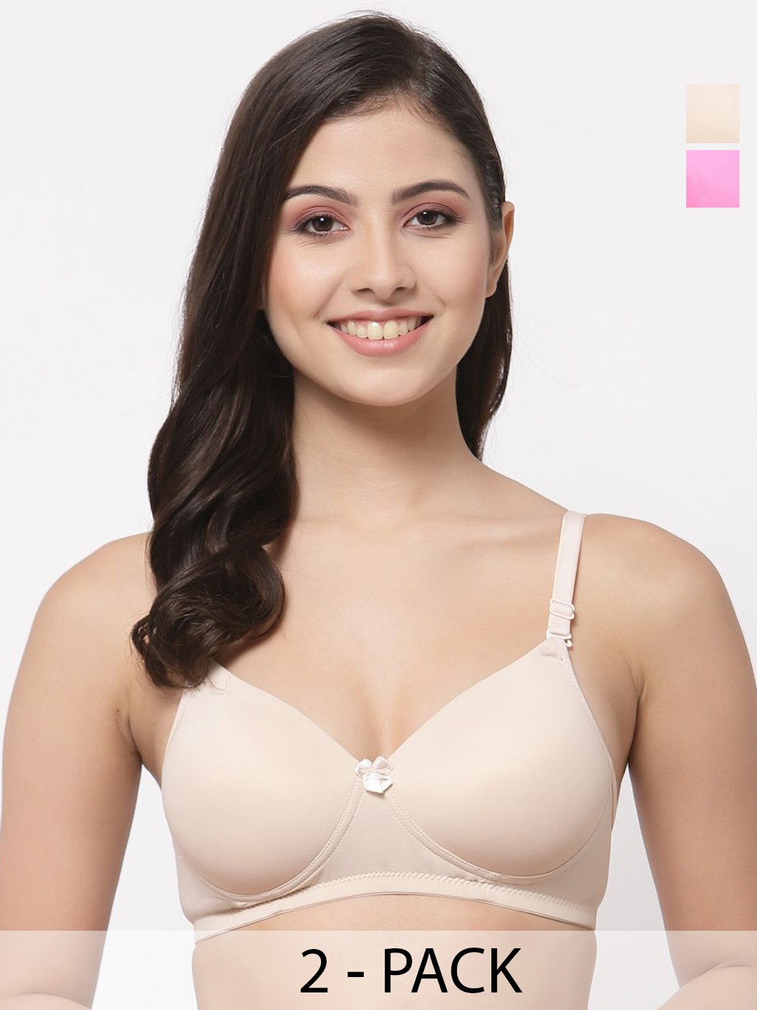 

College Girl Pack Of 2 Full Coverage Lightly Padded Cut and Sew T-shirt Bra, Beige