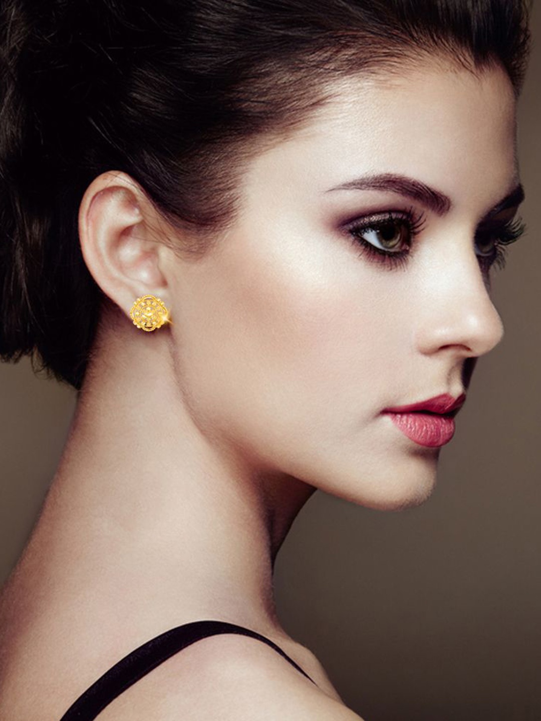 

DIVASTRI Set Of 4 Gold-Plated Stone Studded Circular Studs Earrings