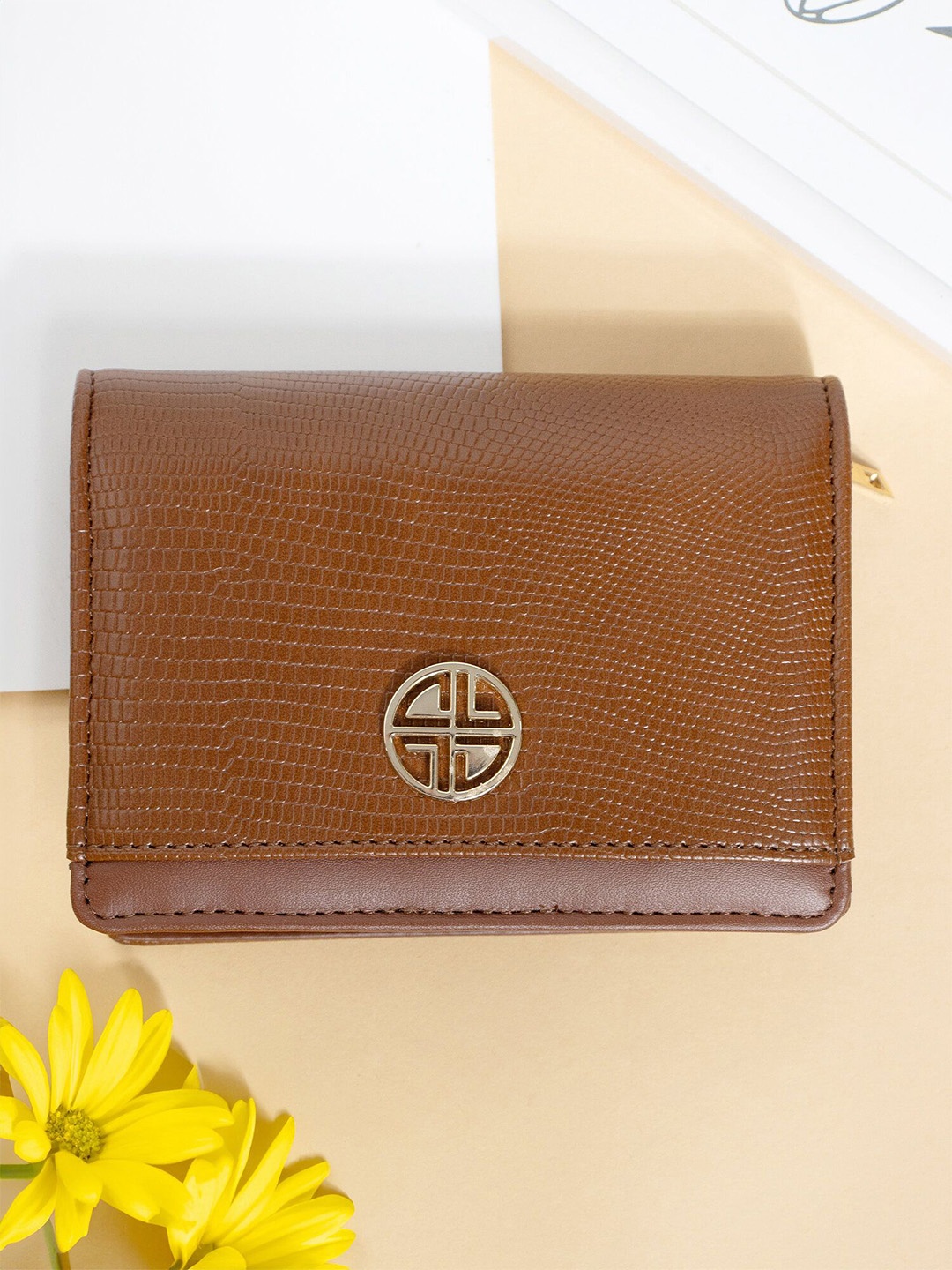 

Carlton London Women PU Two Fold Wallet, Tan