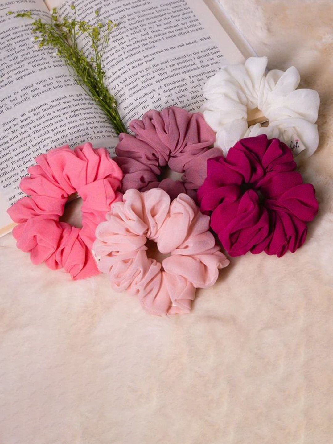 

Cutesy & Minis Women Set of 5 Ponytail Holders, Pink