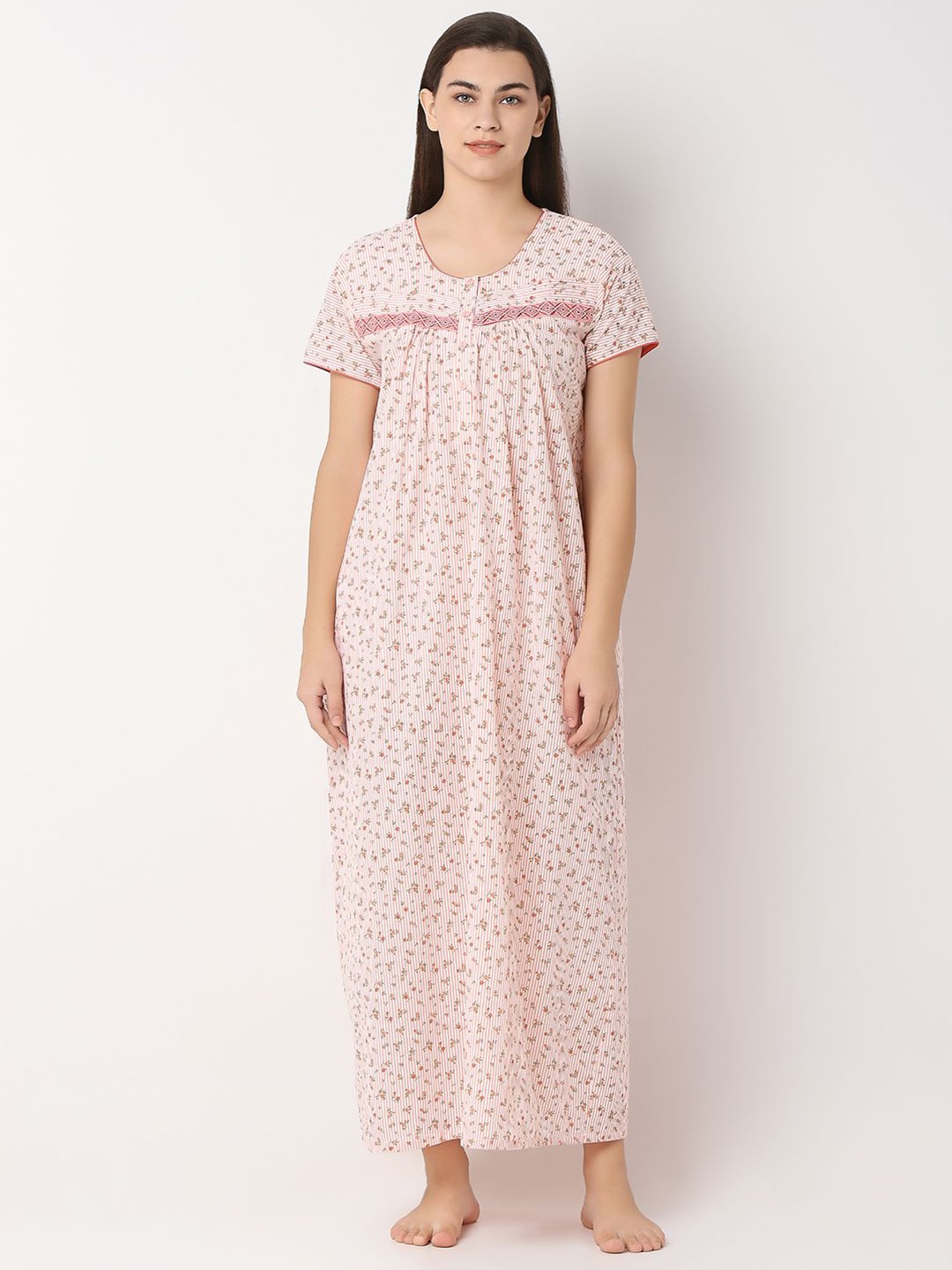 

Juliet Women Everyday Floral Printed Maxi Nightdress, Peach