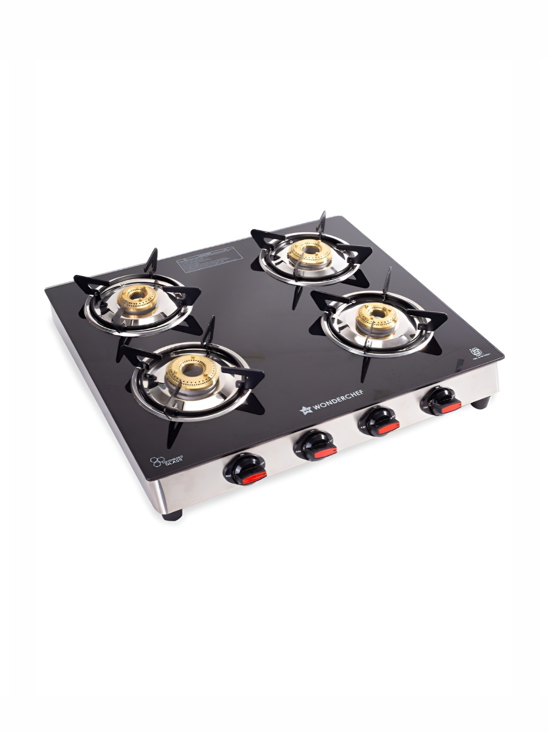 

Wonderchef Black 4 Burners Glass Manual LPG Gas Stove