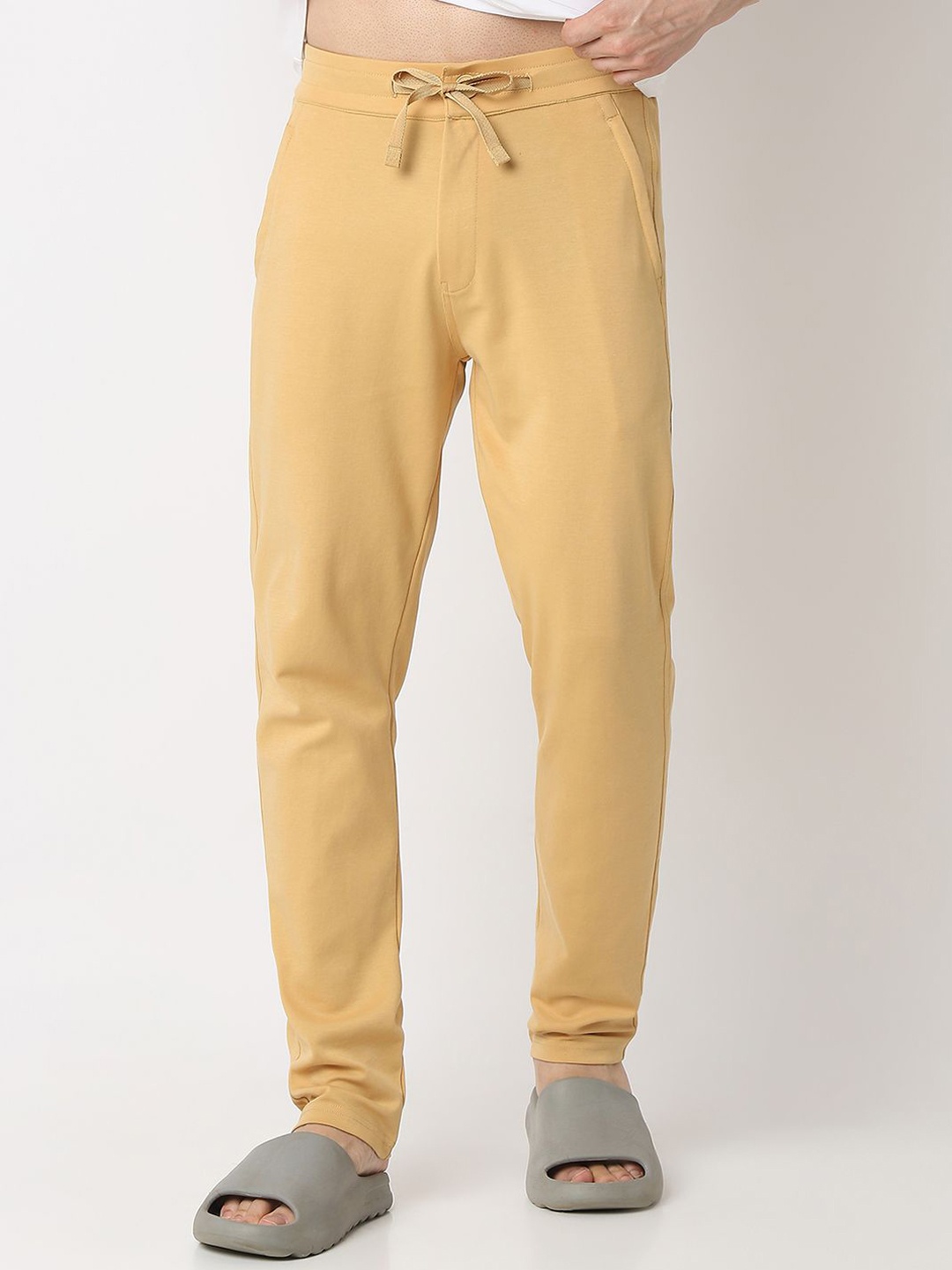 

UnderJeans by Spykar Men Mid-Rise Straight Lounge Pants, Khaki