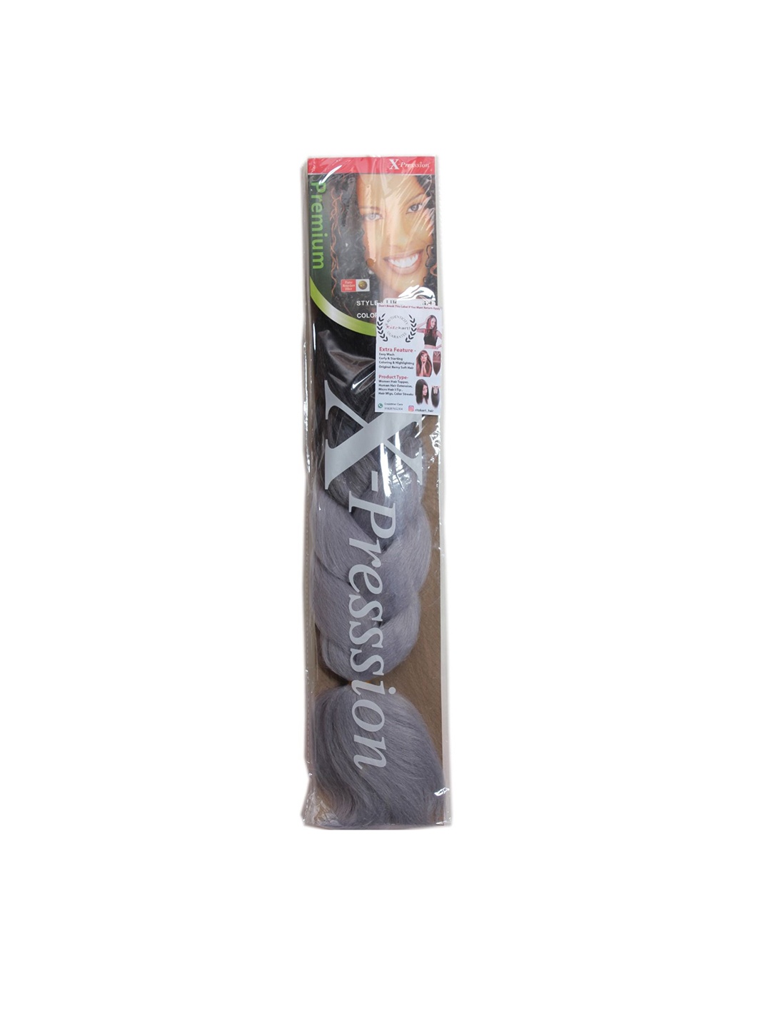 

RITZKART Straight Clip In Braided Ponytail Hair Extension - Grey - 24 Inch