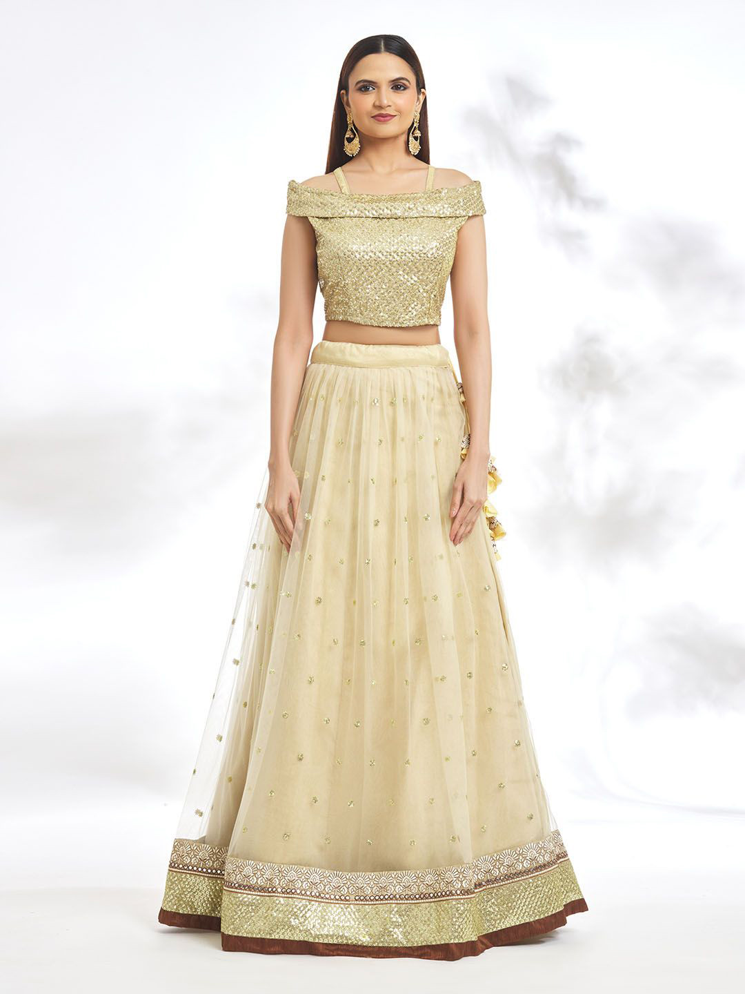 

Samyukta Singhania Embroidered Sequinned Ready to Wear Lehenga & Blouse, Cream