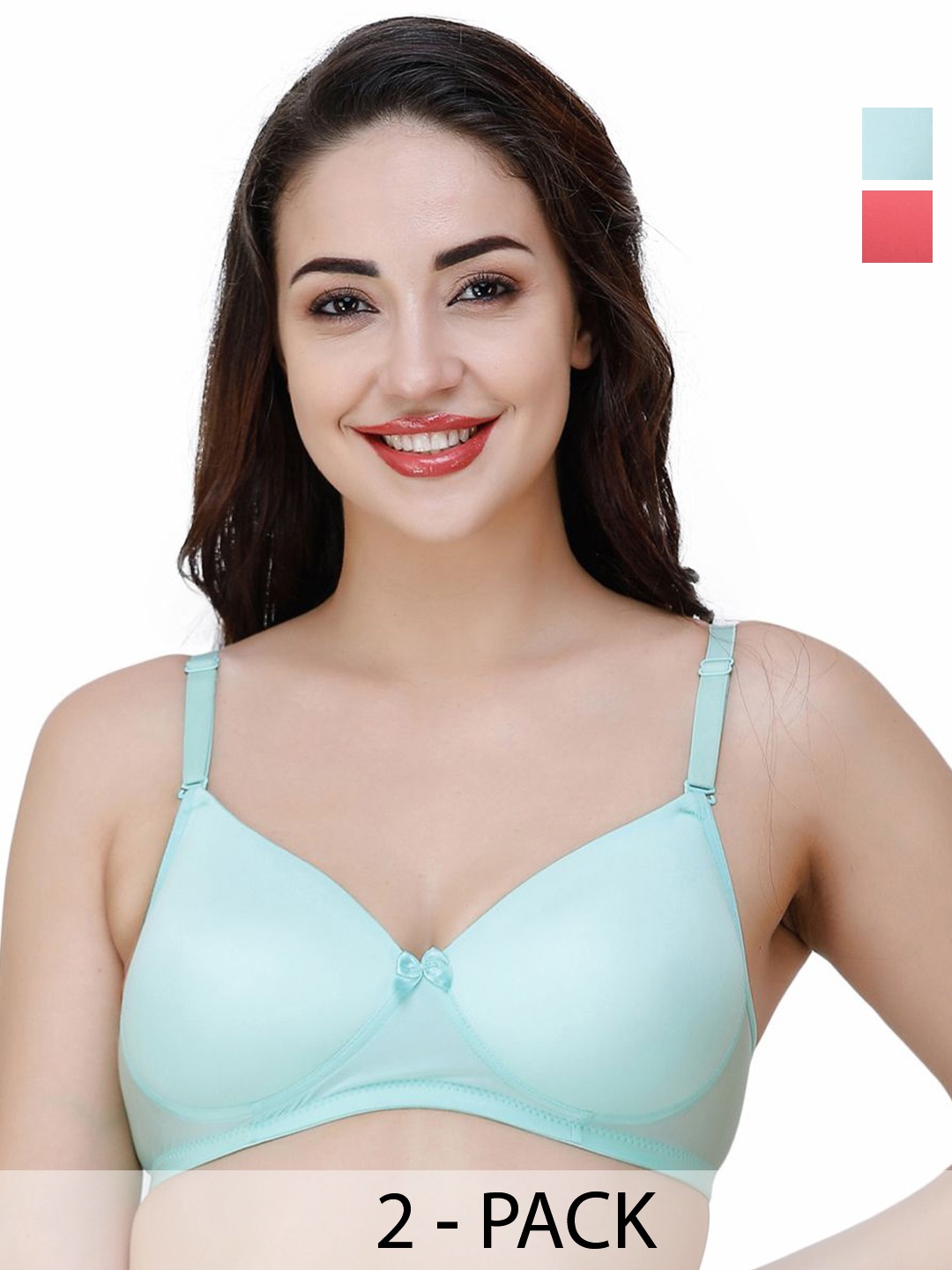 

College Girl Pack Of 2 Full Coverage Lightly Padded Underwired Push-Up Bra, Green