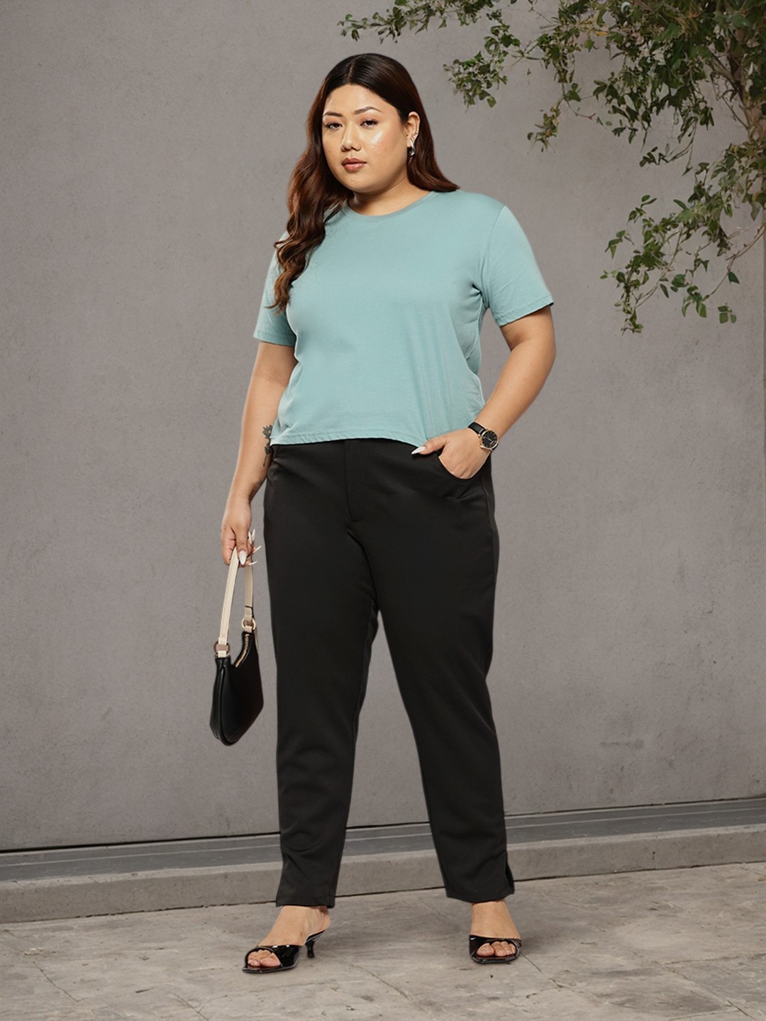 

Sztori Women Plus Size Regular Fit Trousers, Black