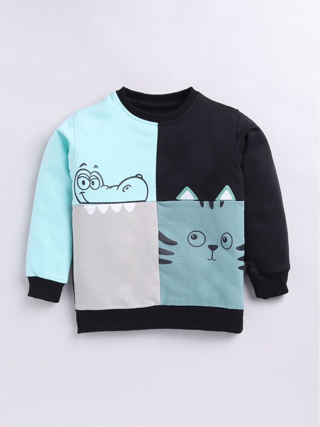 

Cutopies Boys Cotton Printed Round Neck Long Sleeves Pullover Sweatshirt, Blue