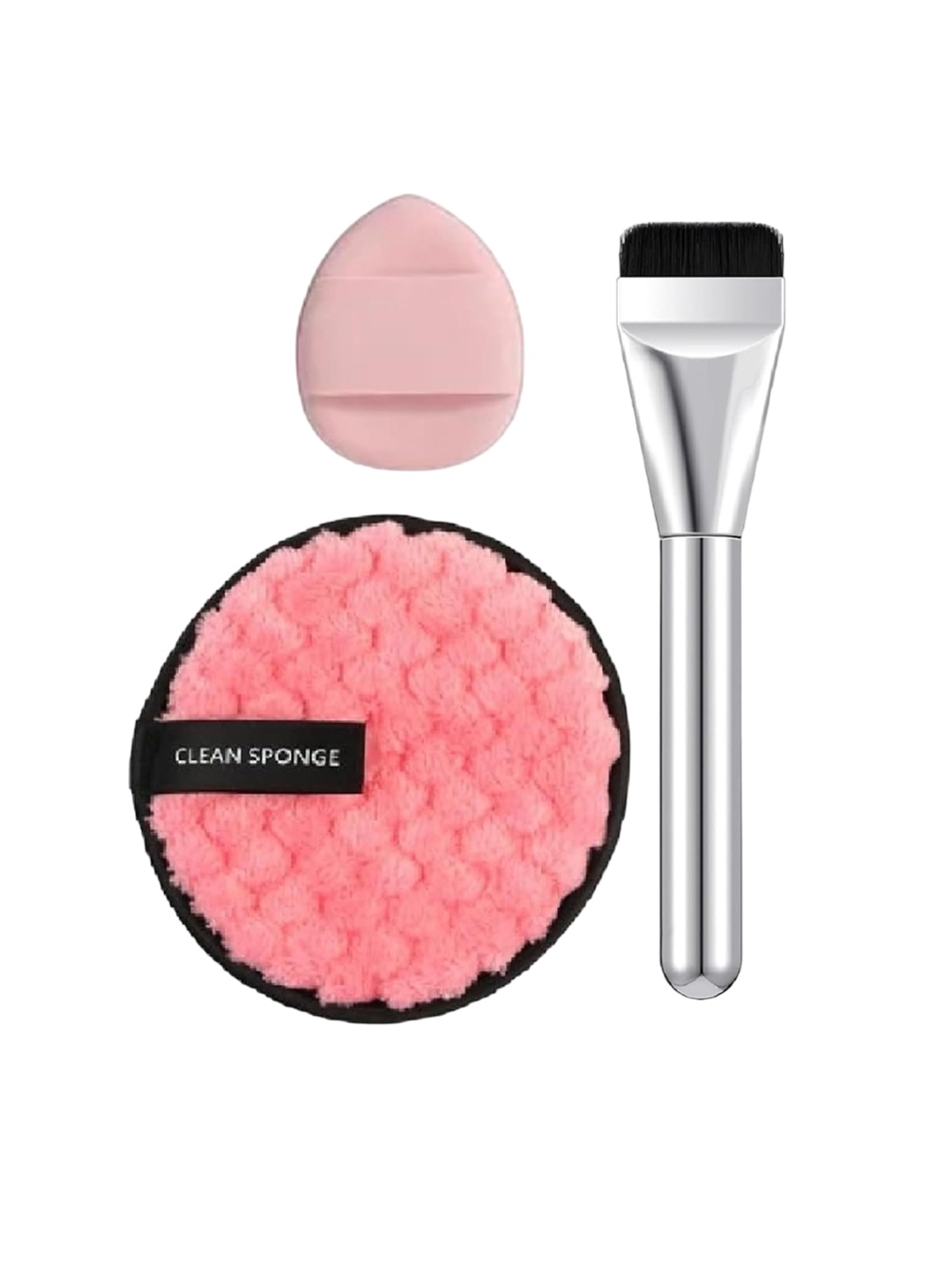 

Facejewel Set Of 3 Foundation Brush, Makeup Remover & Finger Puff, Multi