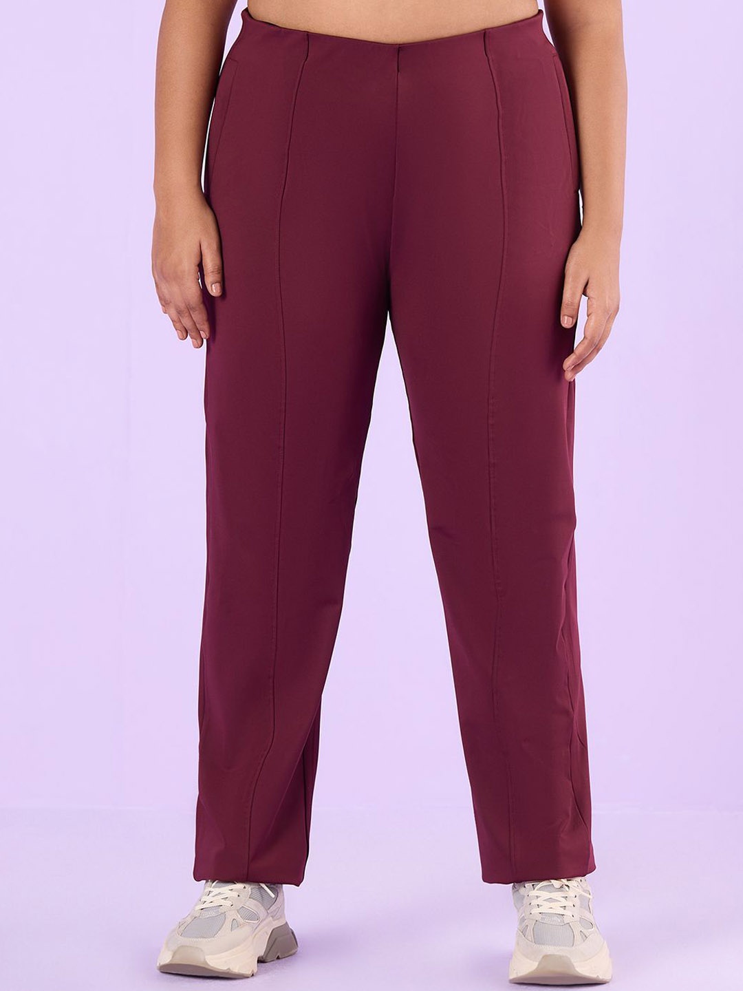 

Big Hello - The Plus Life Women Mid-Rise Track Pants, Burgundy