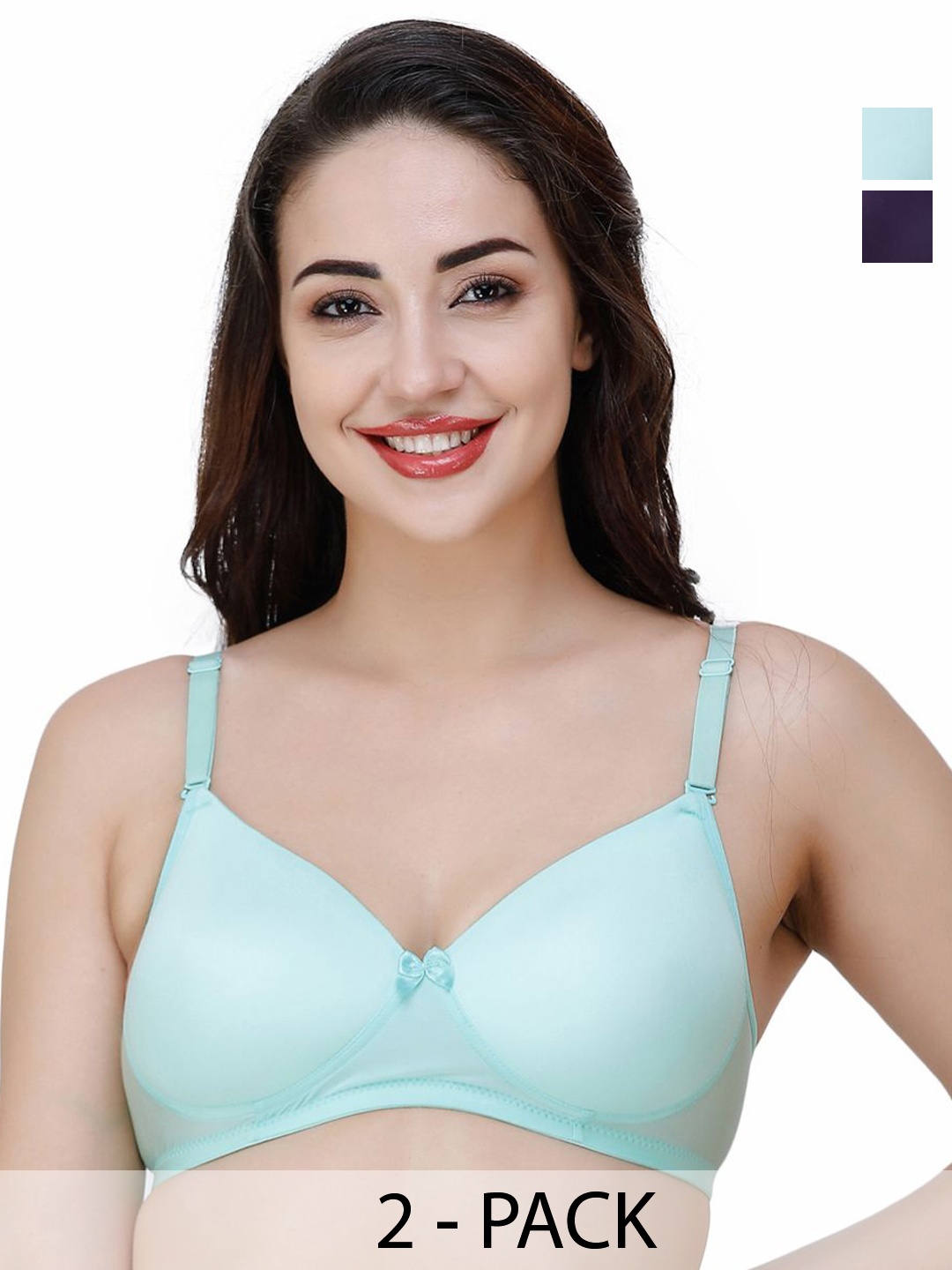 

College Girl Pack Of 2 Full Coverage Lightly Padded T-shirt Bra, Sea green
