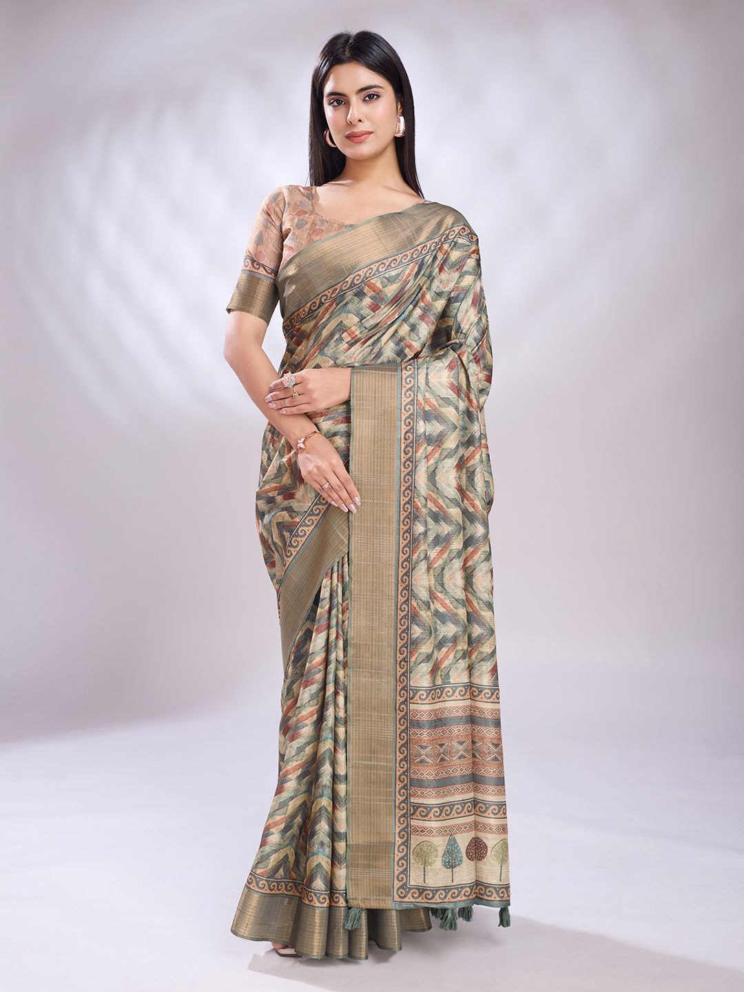 

KALINI Womens Silk Blend Saree, Beige