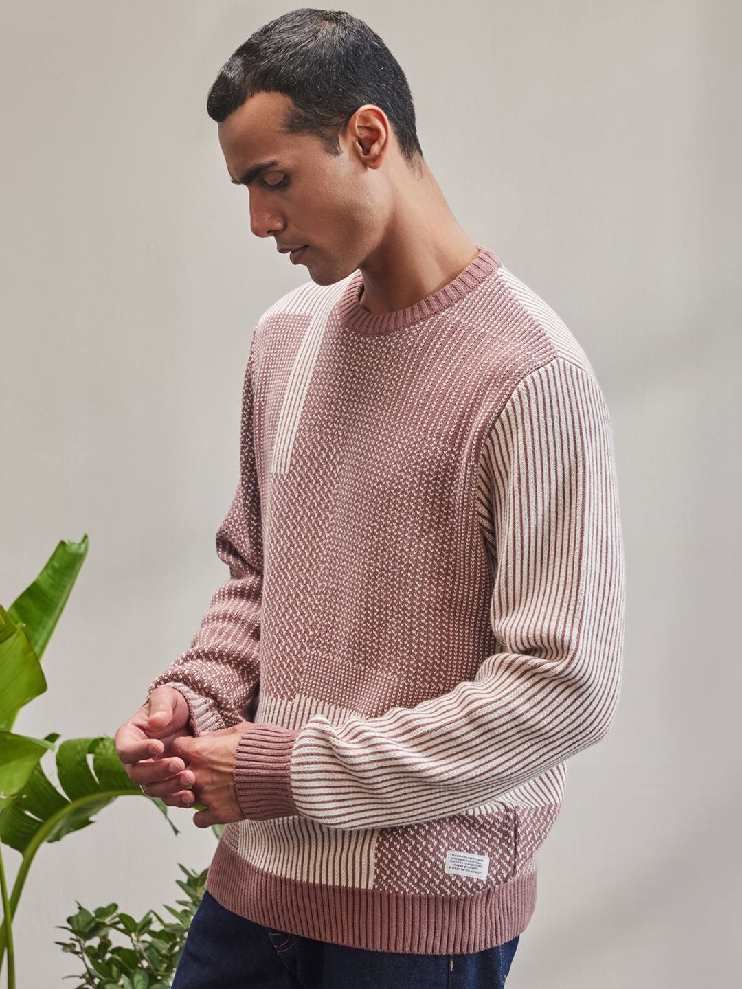 

Mr Bowerbird Men Colourblocked Pullover, Rose