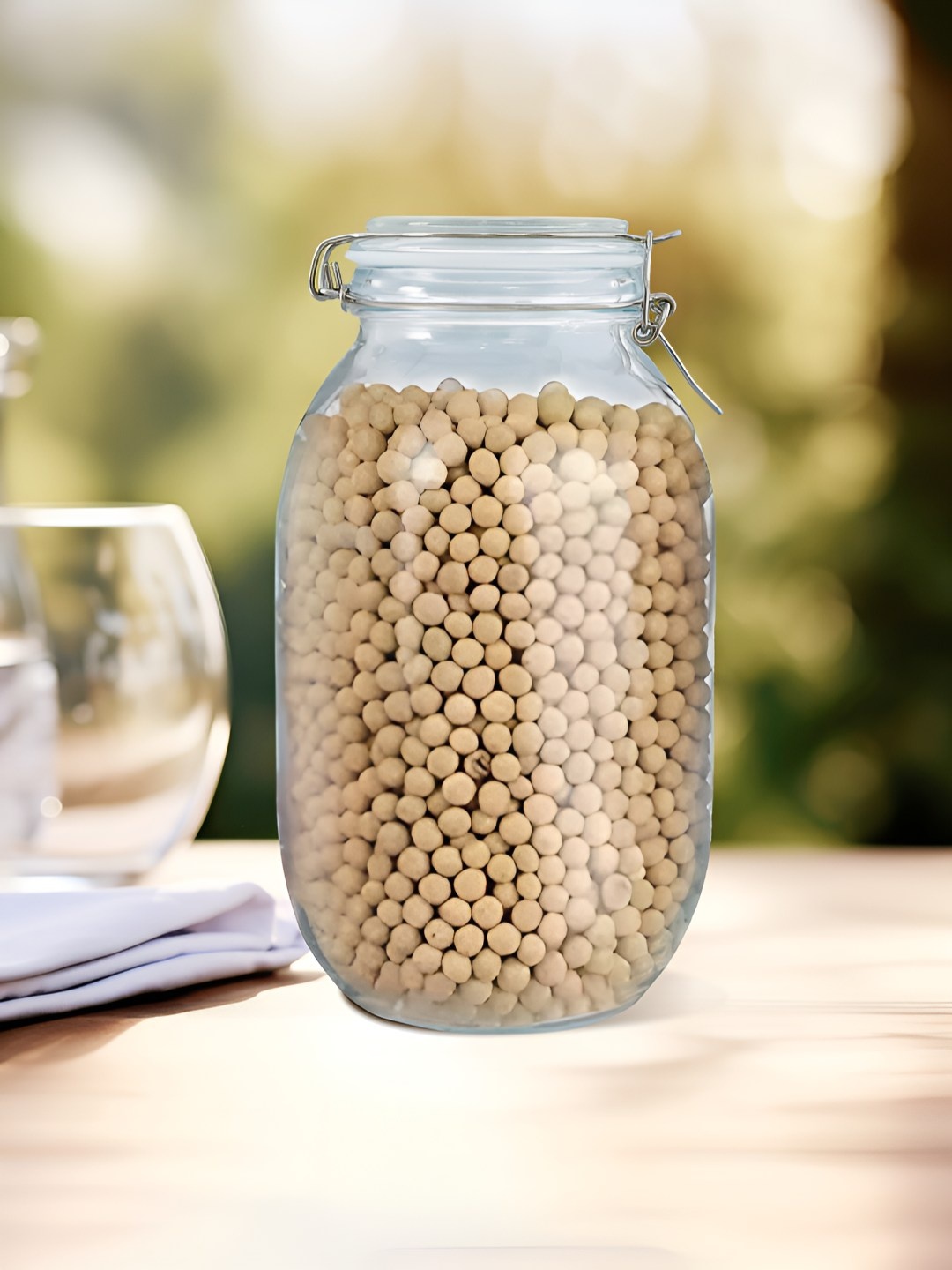 

The Better Home Transparent Glass Easy to Clean Jar With Buckle Lid & Wide Mouth 2L