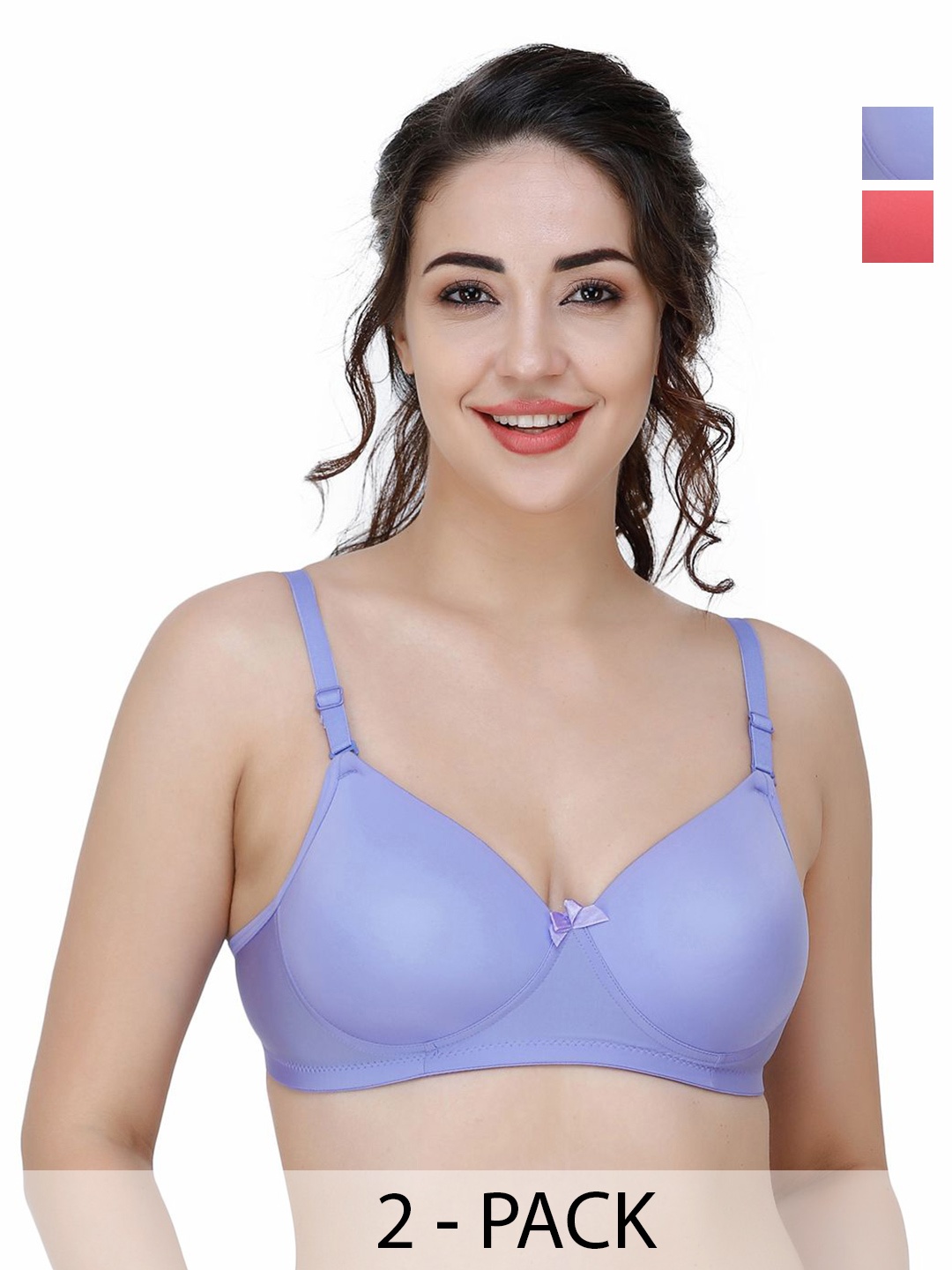 

College Girl Women Pack Of 2 Full Coverage Lightly Padded T-shirt Bra, Red