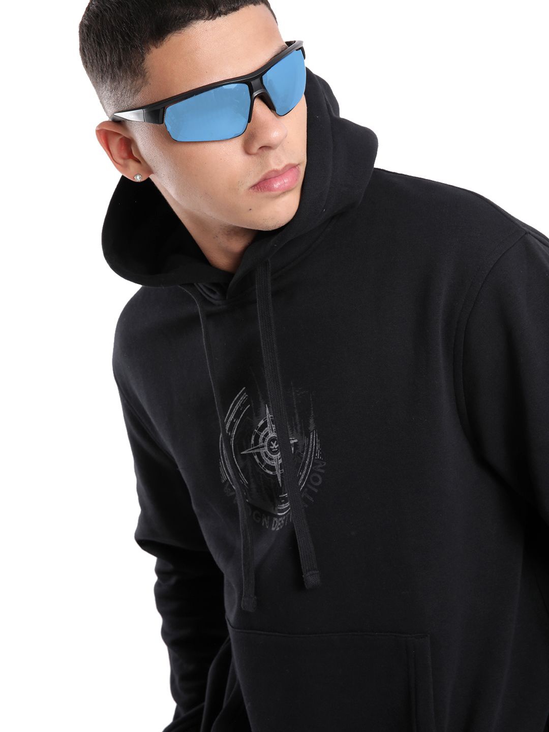 

WROGN Men Cotton Hooded Sweatshirt, Black