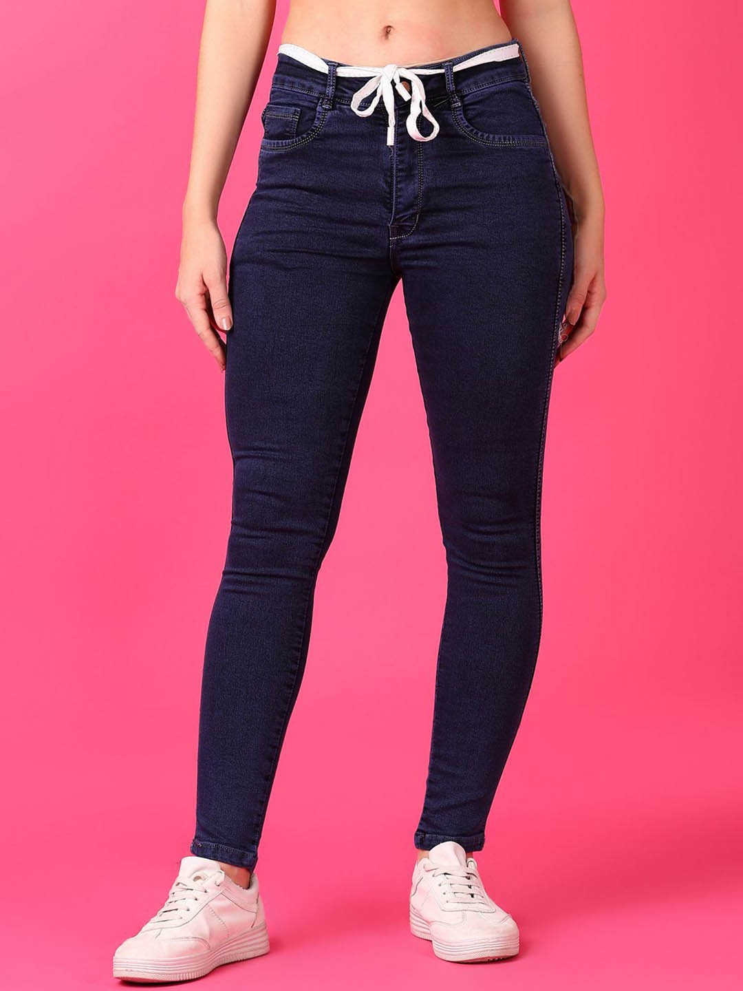 

V-Mart Women High-Rise Low Distress Stretchable Jeans, Blue