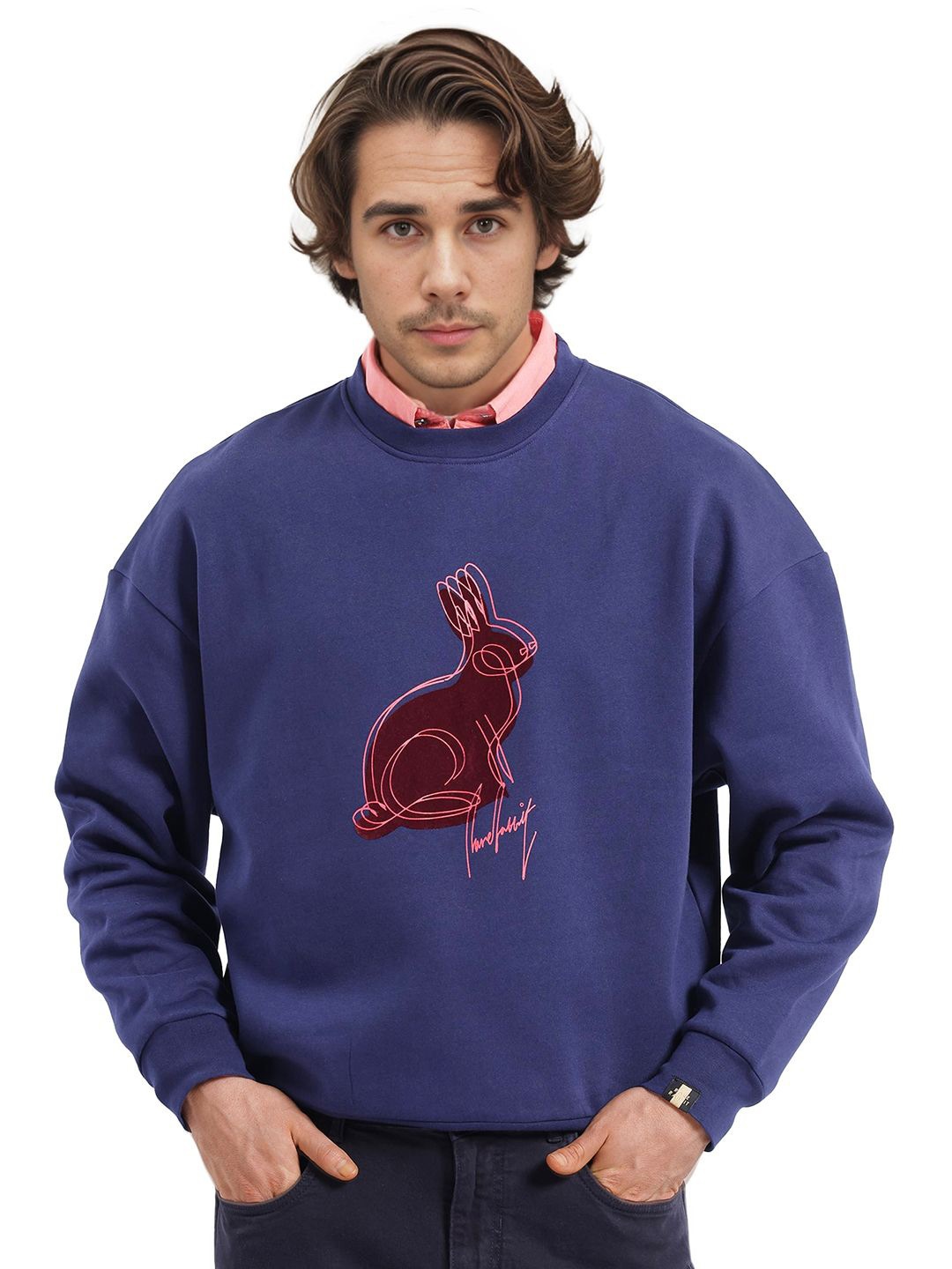 

RARE RABBIT Men Printed Long Sleeves Sweatshirt, Navy blue