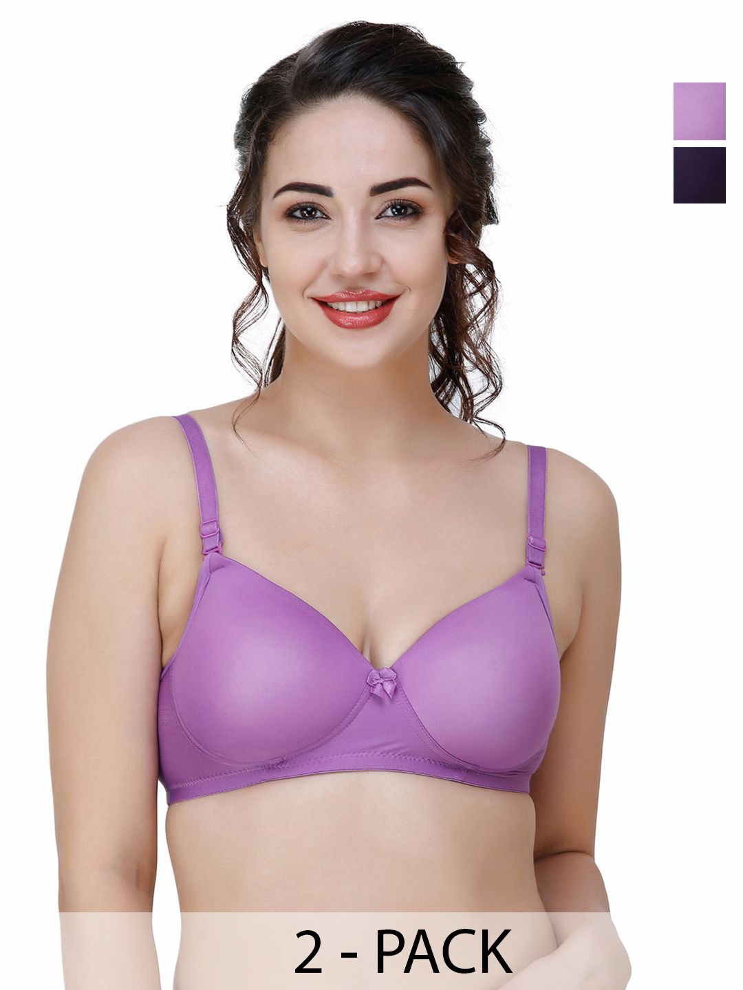 

College Girl Pack of 2 Seamless Full Coverage Lightly Padded Bra, Purple