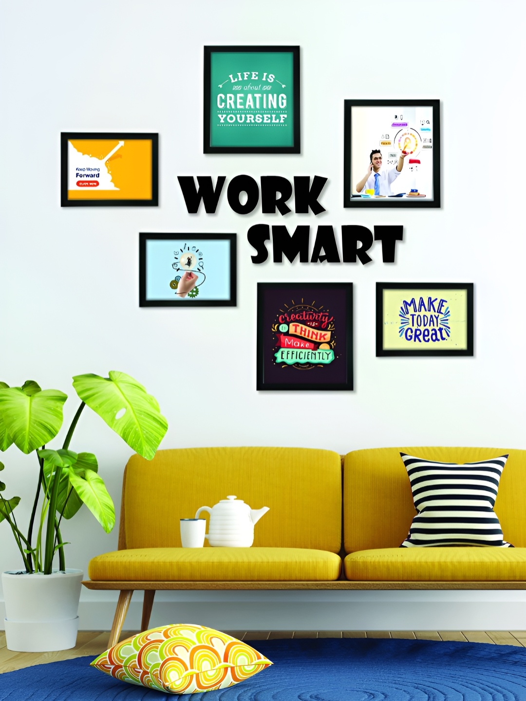 

Aura Black & White 6 Pieces MDF Wall Photo Frames