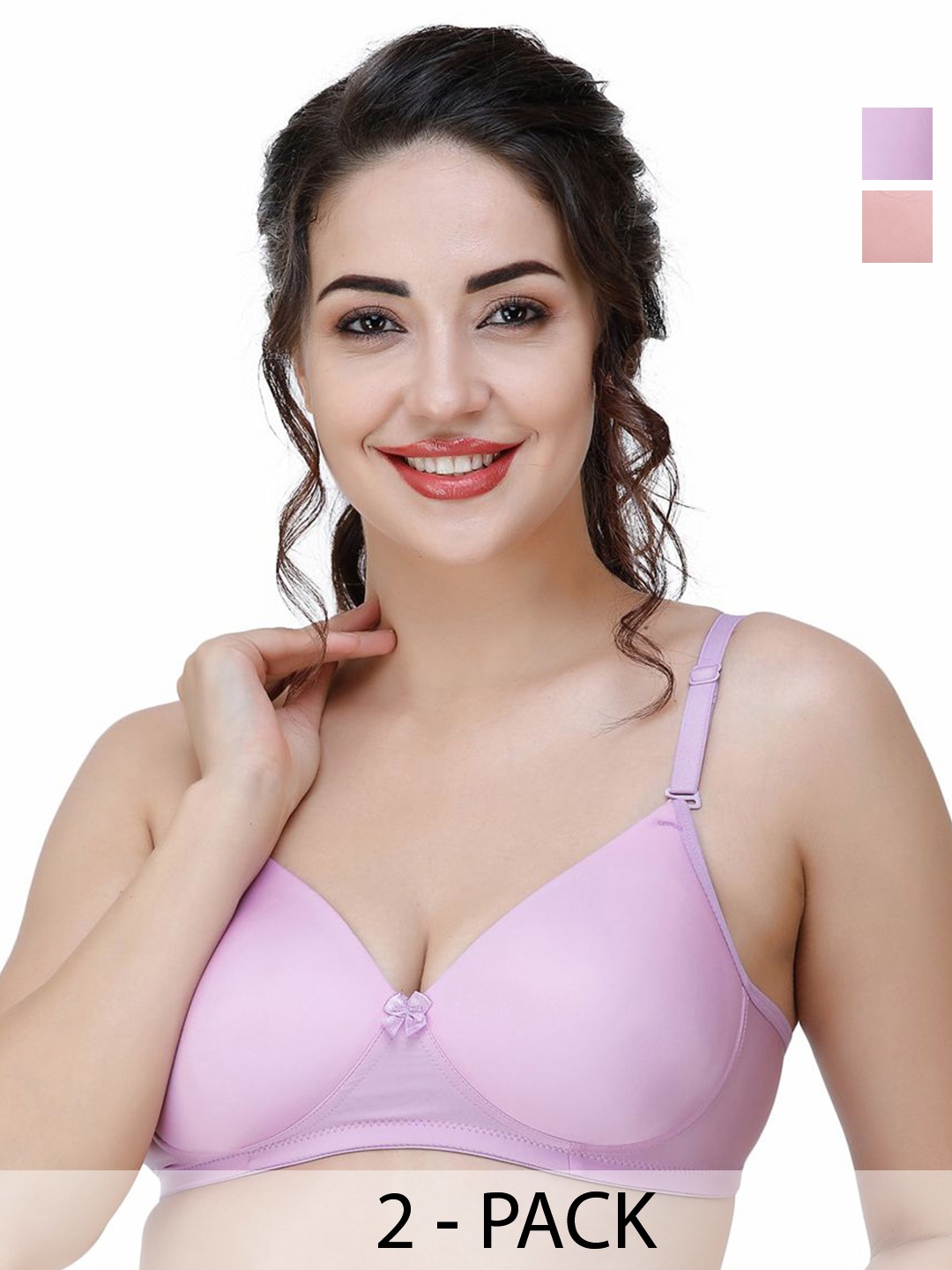 

College Girl Pack Of 2 Full Coverage Lightly Padded Bralette Bra, Purple