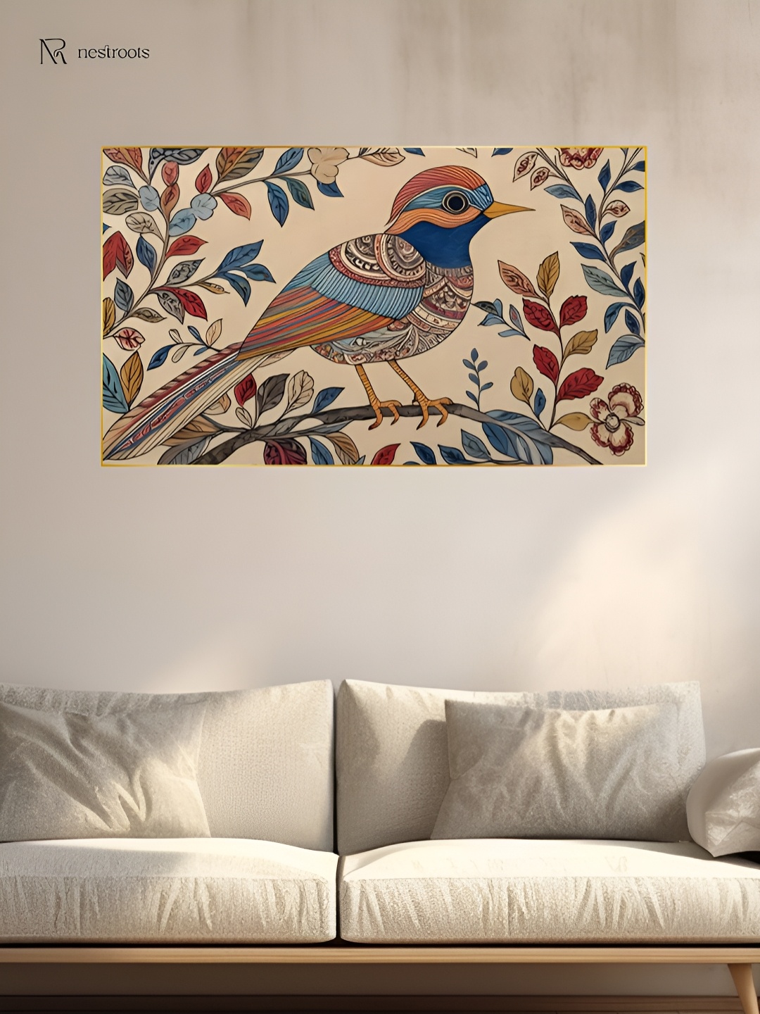 

nestroots Series Collection Brown & Red Brids Canvas Painting Wall Arts