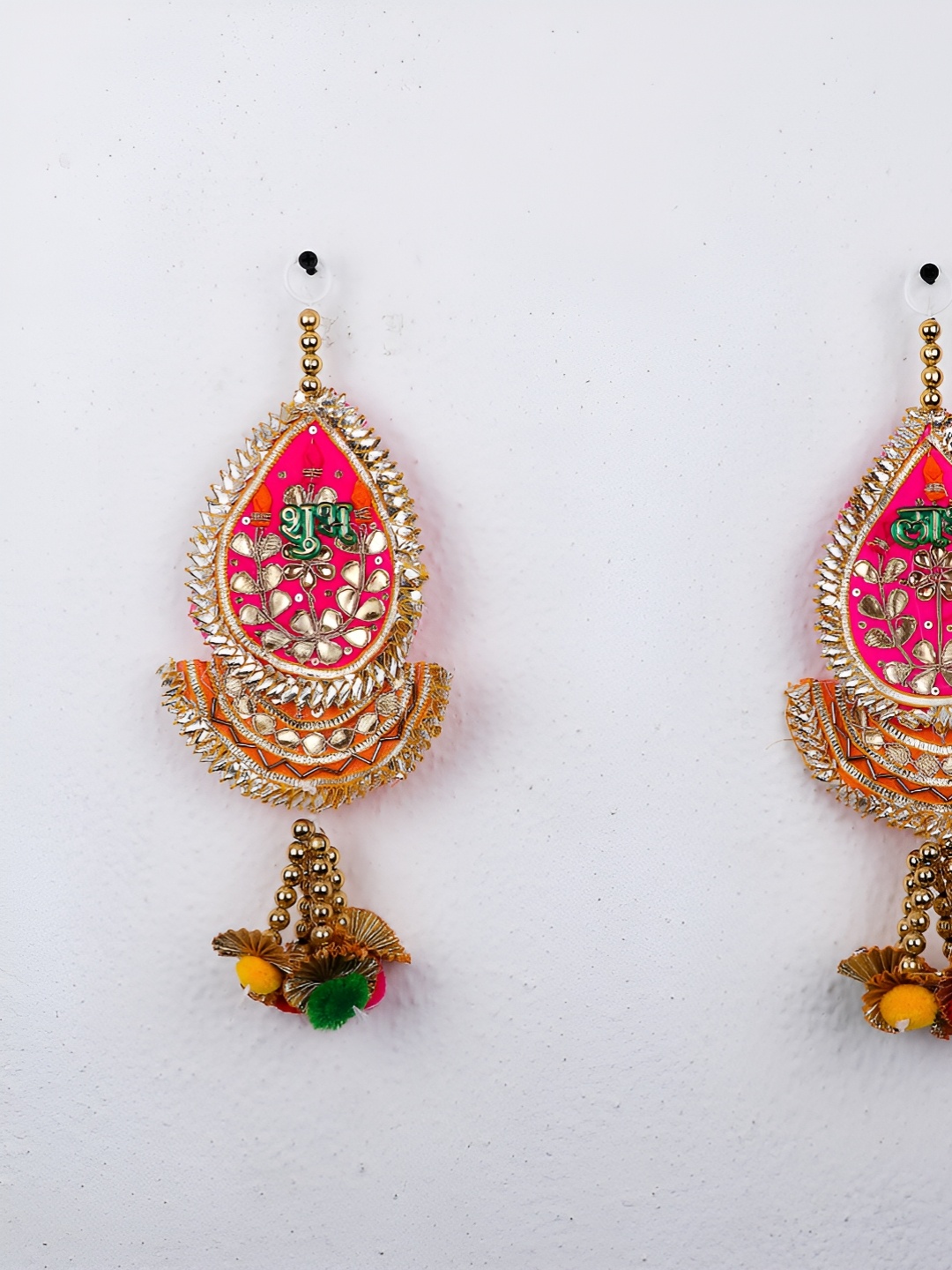 

Archies 2-Pcs Red Shubh Labh Door Hangings, Gold