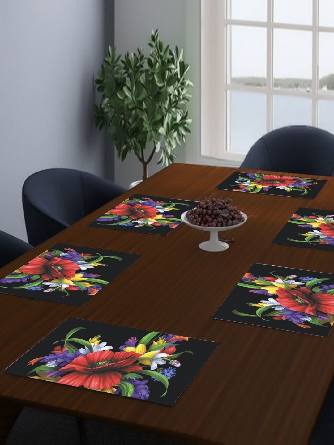 

LooMantha Brown & Black 6 Pieces Rectangle Shaped Printed Table Placemats