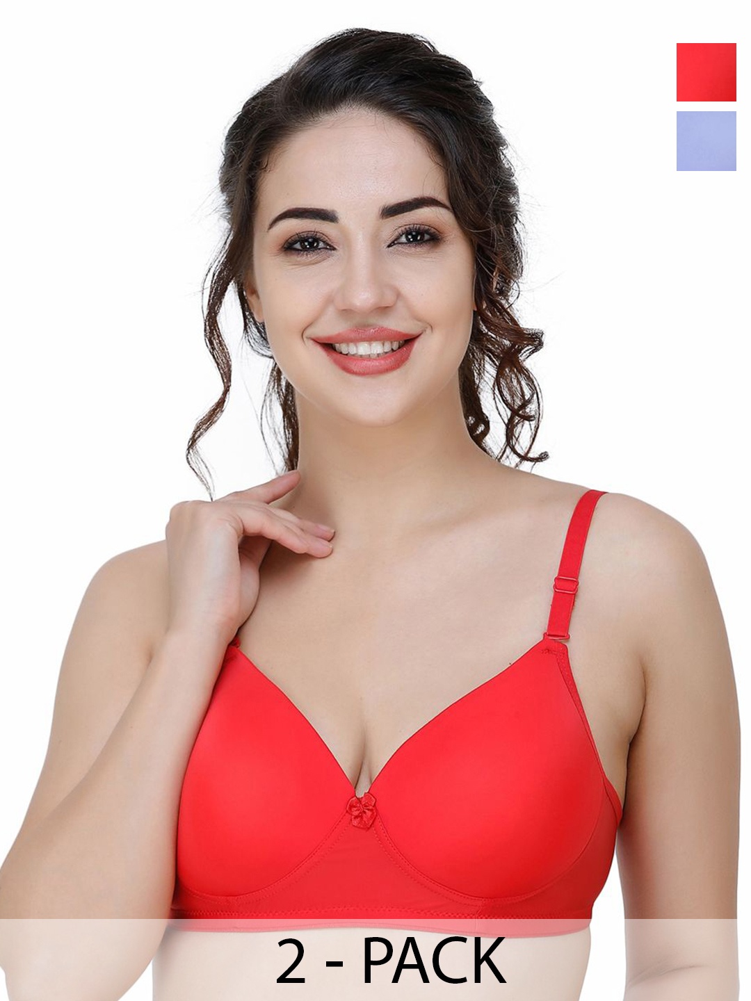 

College Girl Women Pack Of 2 Full Coverage Lightly Padded Bra, Blue
