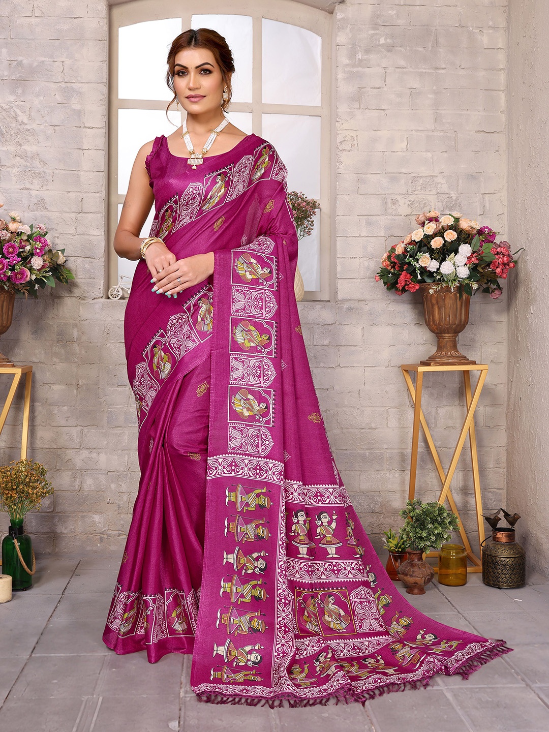 

KALINI Ethnic Motifs Printed Saree, Purple