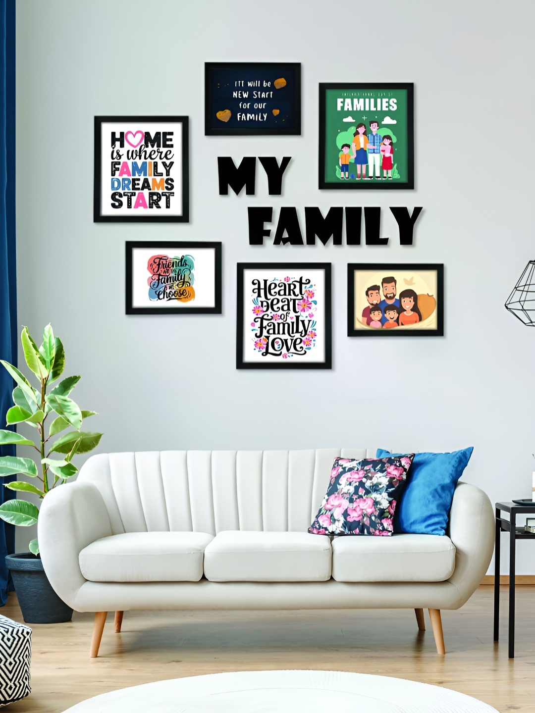 

Aura Black & White 6 Pieces MDF Wall Photo Frames
