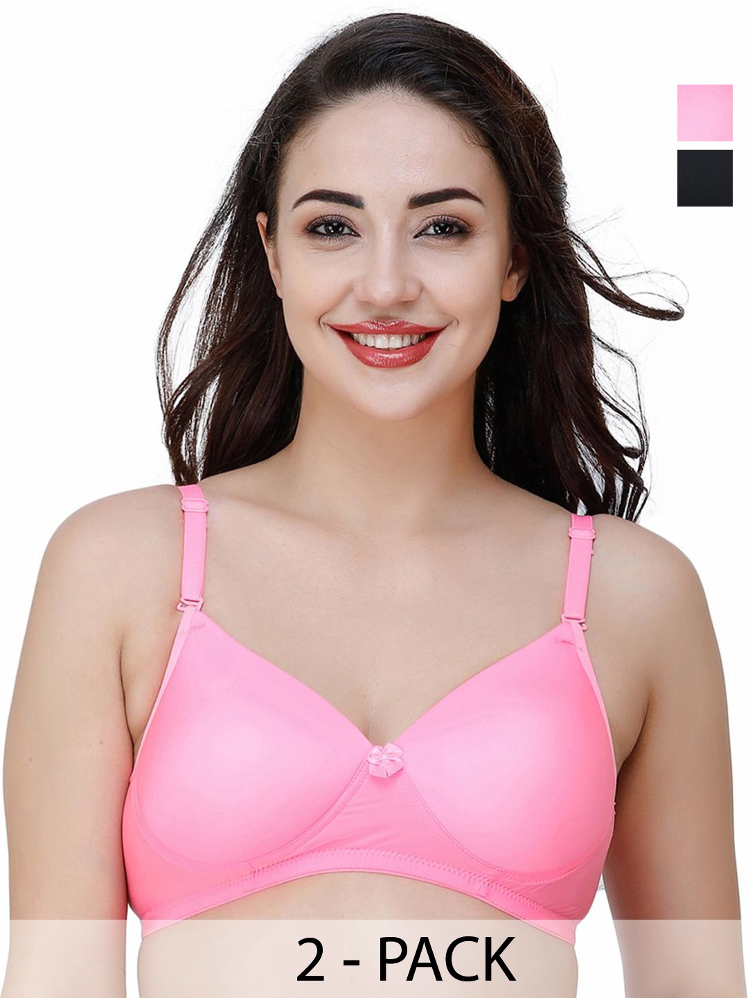 

College Girl Women Pack Of 2 Full Coverage Lightly Padded T-shirt Bra, Pink
