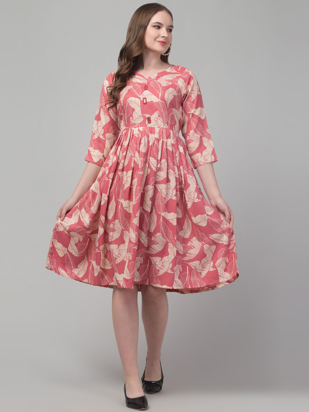 

Trend Level Floral Printed Fit And Flare Midi Dress, Coral