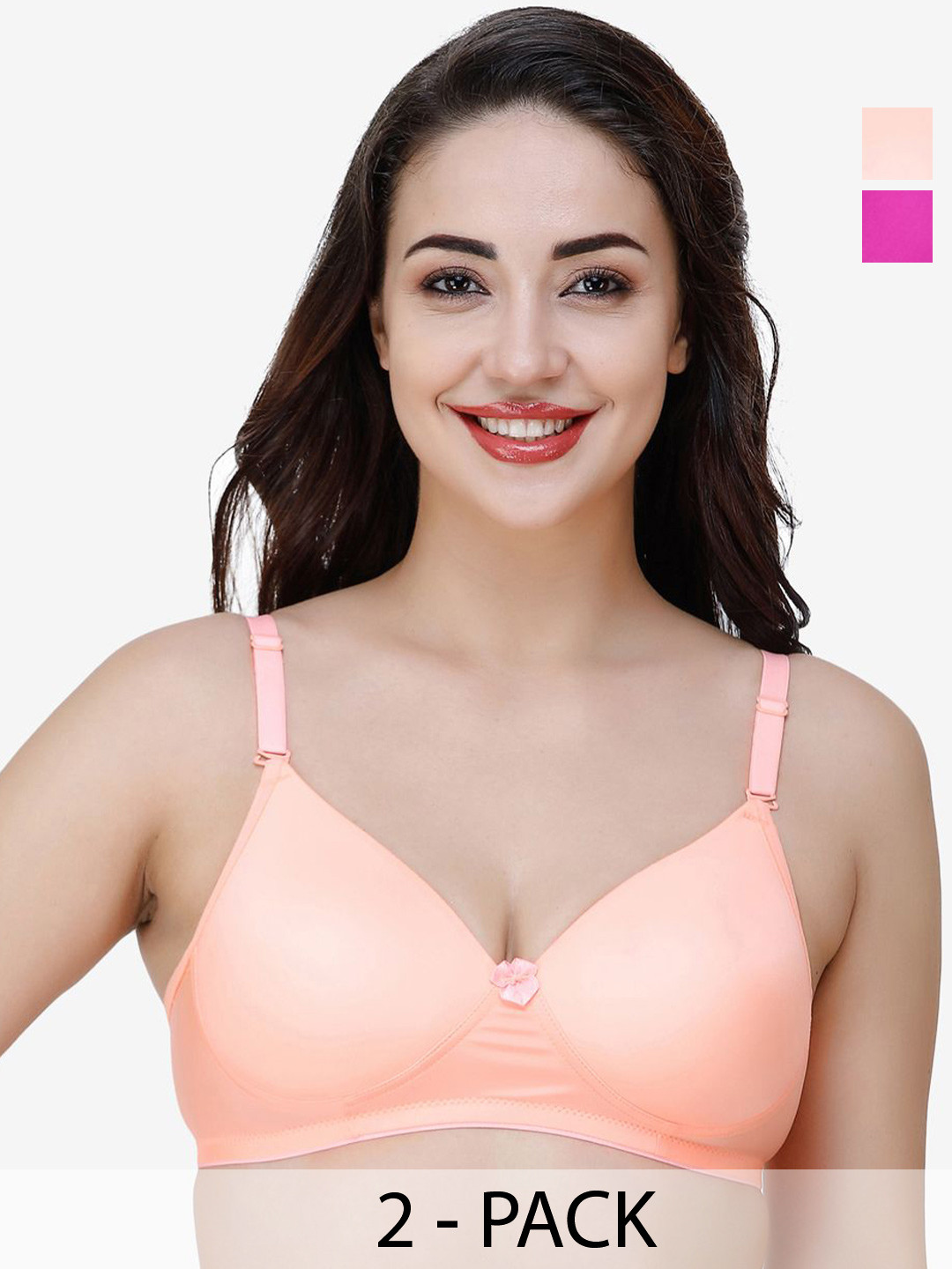 

College Girl Women Pack Of 2 Full Coverage Lightly Padded Bra, Orange