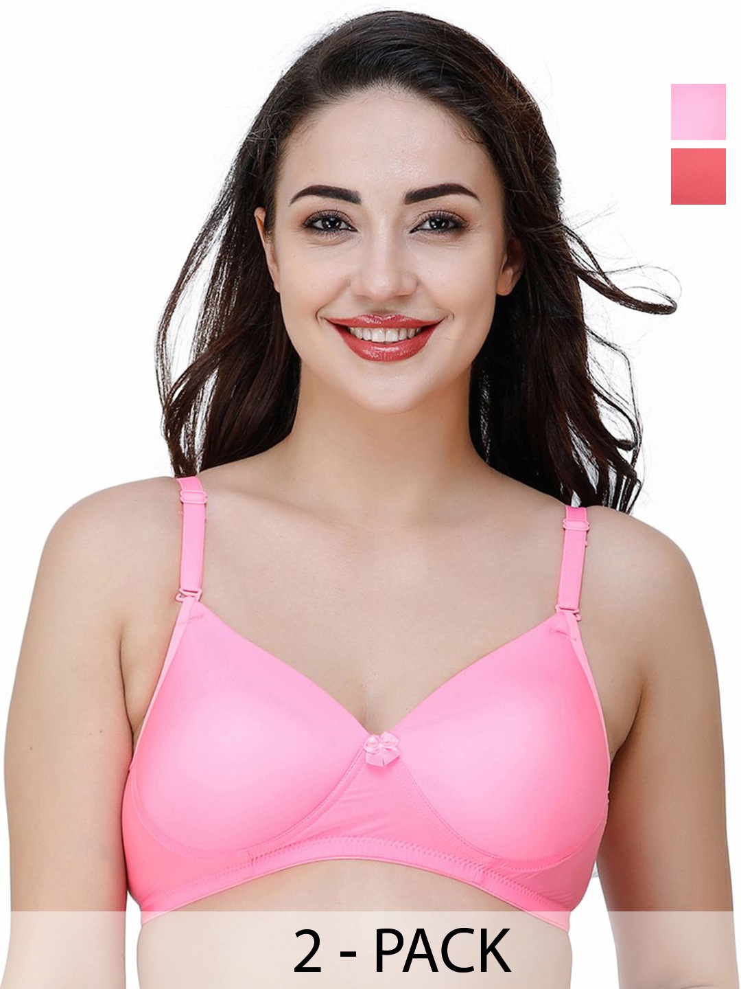 

College Girl Pack Of 2 Full Coverage Lightly Padded Underwired Push-Up Bra, Pink