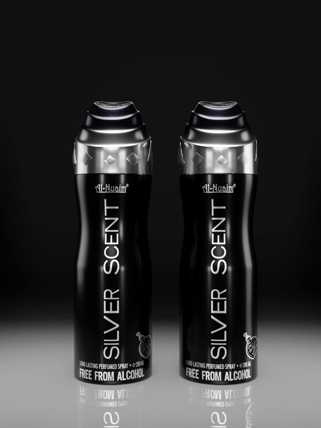 

Al-Nuaim Men Set Of 2 Silver Scent Deodorant- 200 ml Each, Black