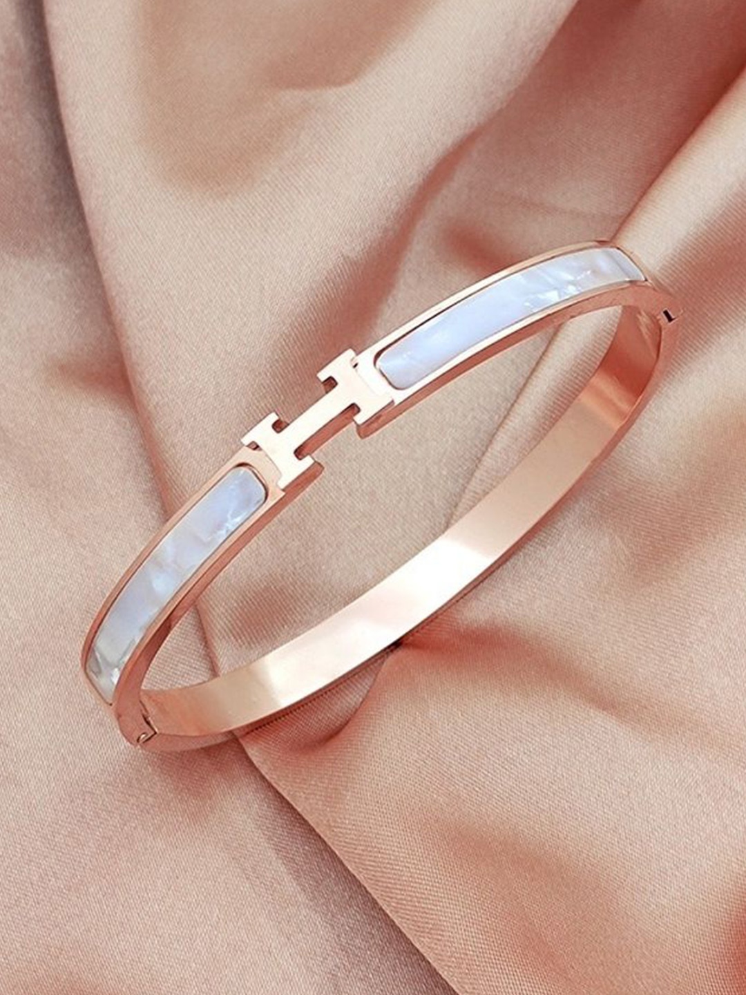 

MYKI Rose Gold-Plated Stainless Steel Opal Kada Bracelet