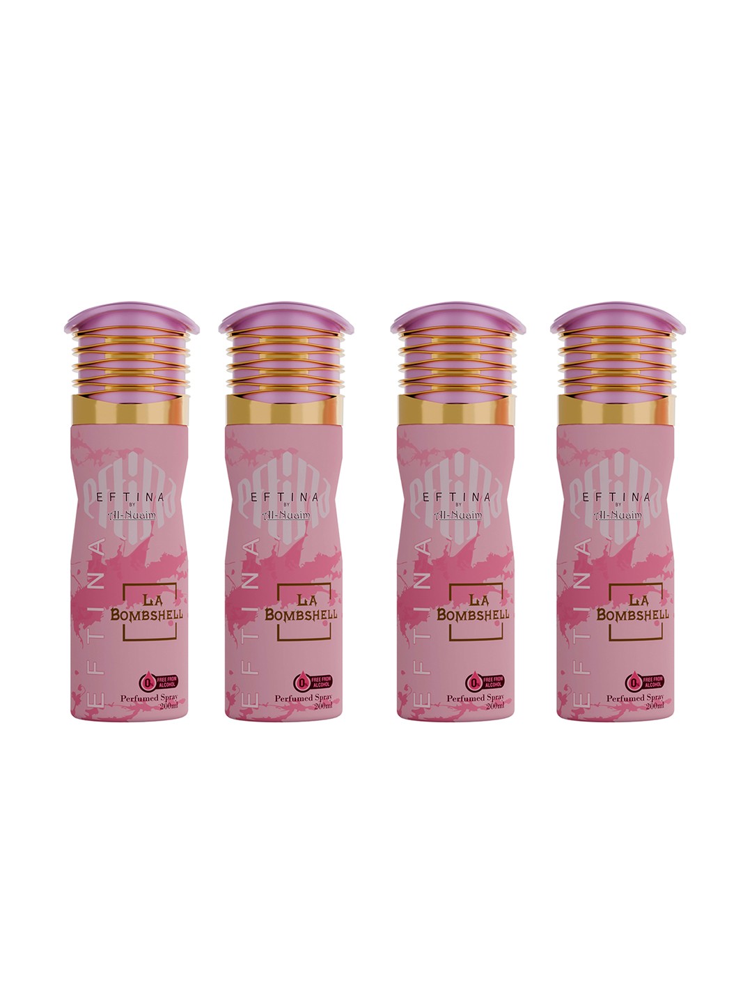 

Al-Nuaim Women Set of 4 La Bomshell Alcohol-Free Long Lasting Deodorant - 200 ml each, Pink